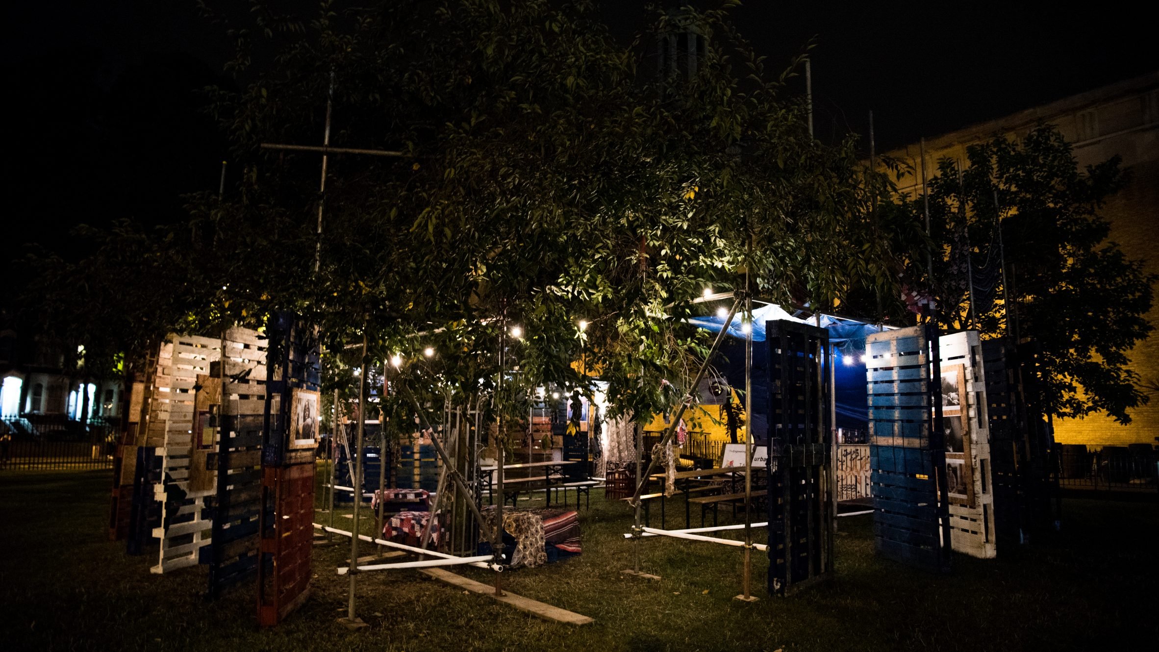 Resolve Collective's Rebel Space installation at night
