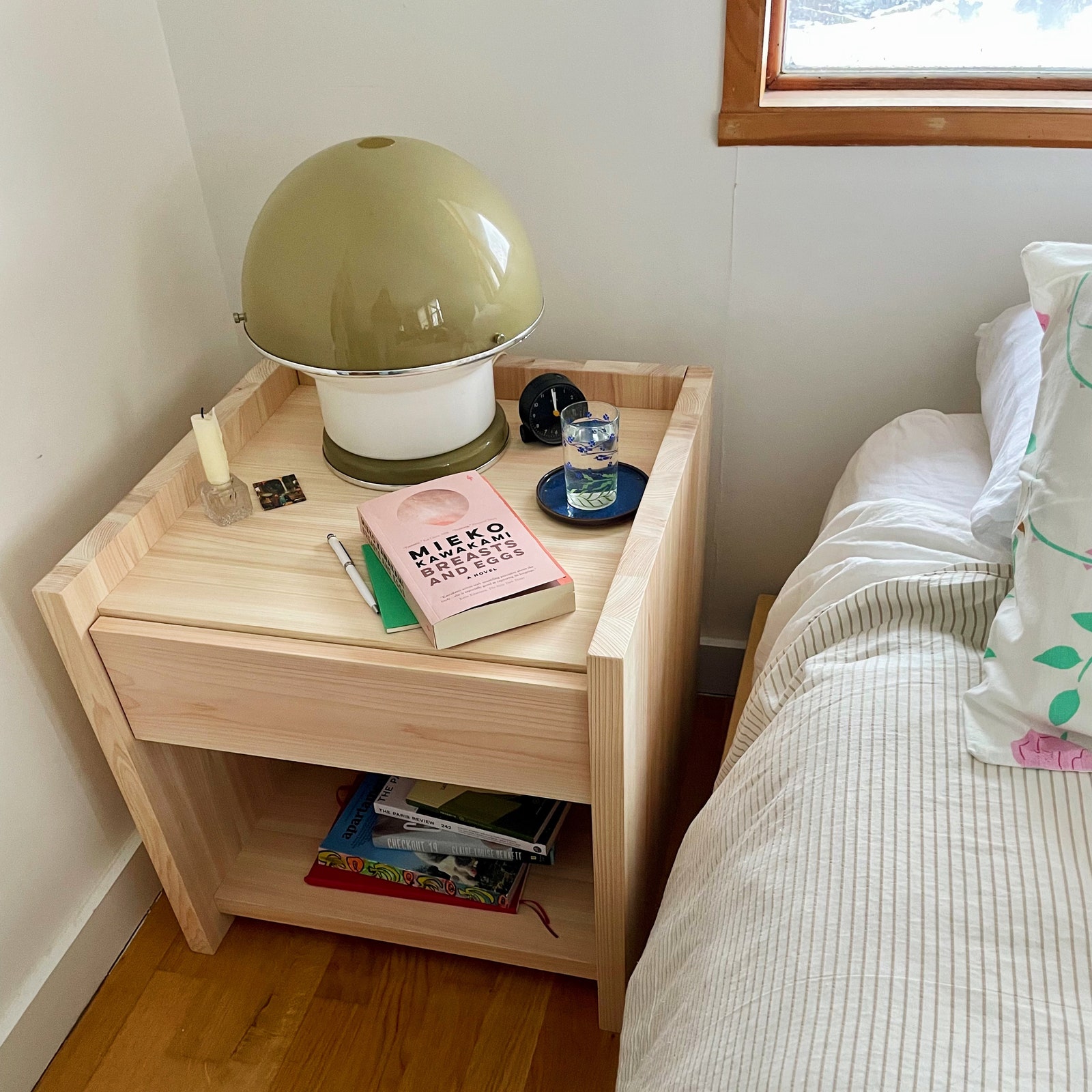 The neutral design of this Japanese cypress nightstand leaves plenty of room for personalization but still ample space...