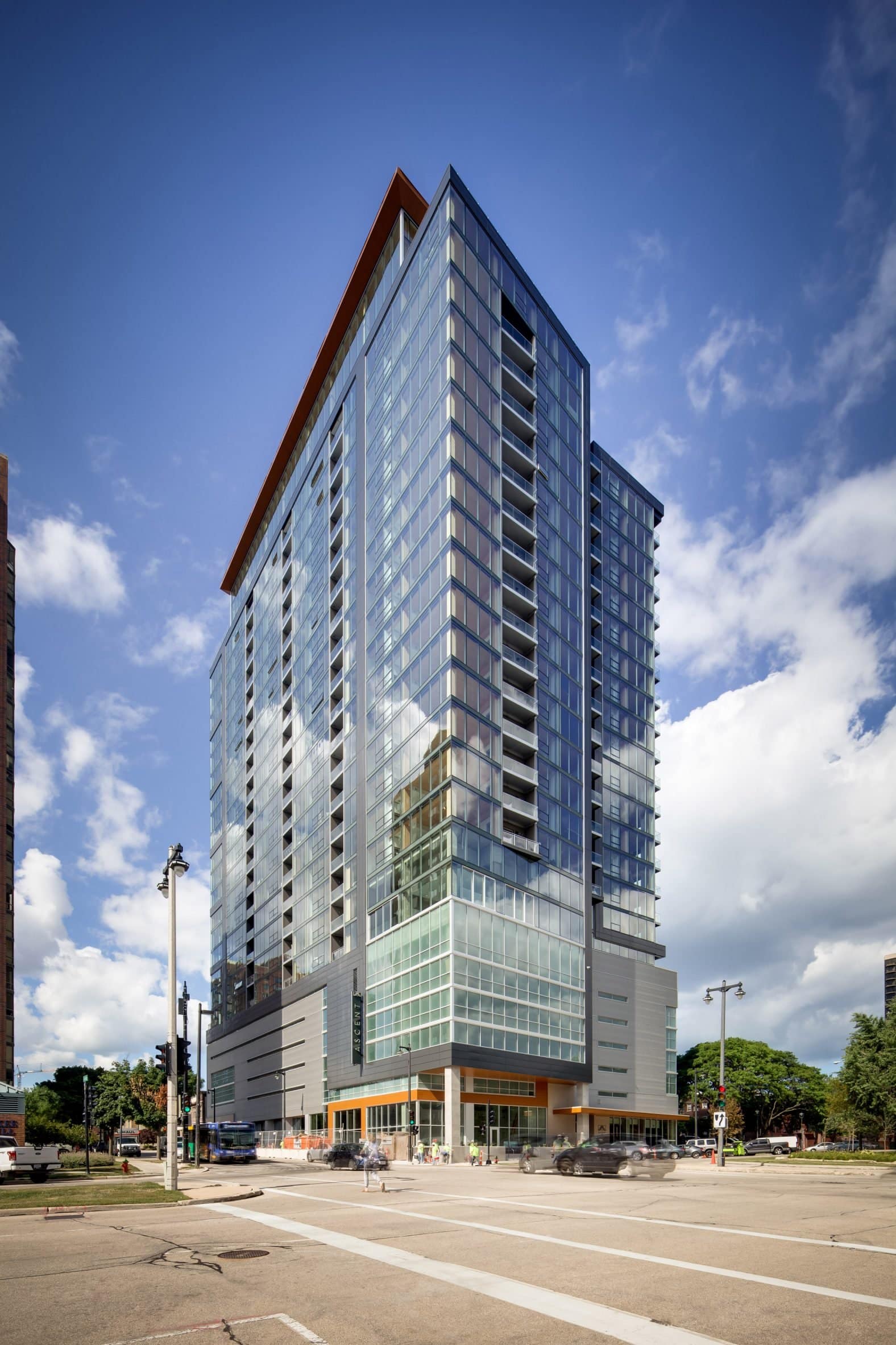 Timber and concrete Ascent tower with glass panels