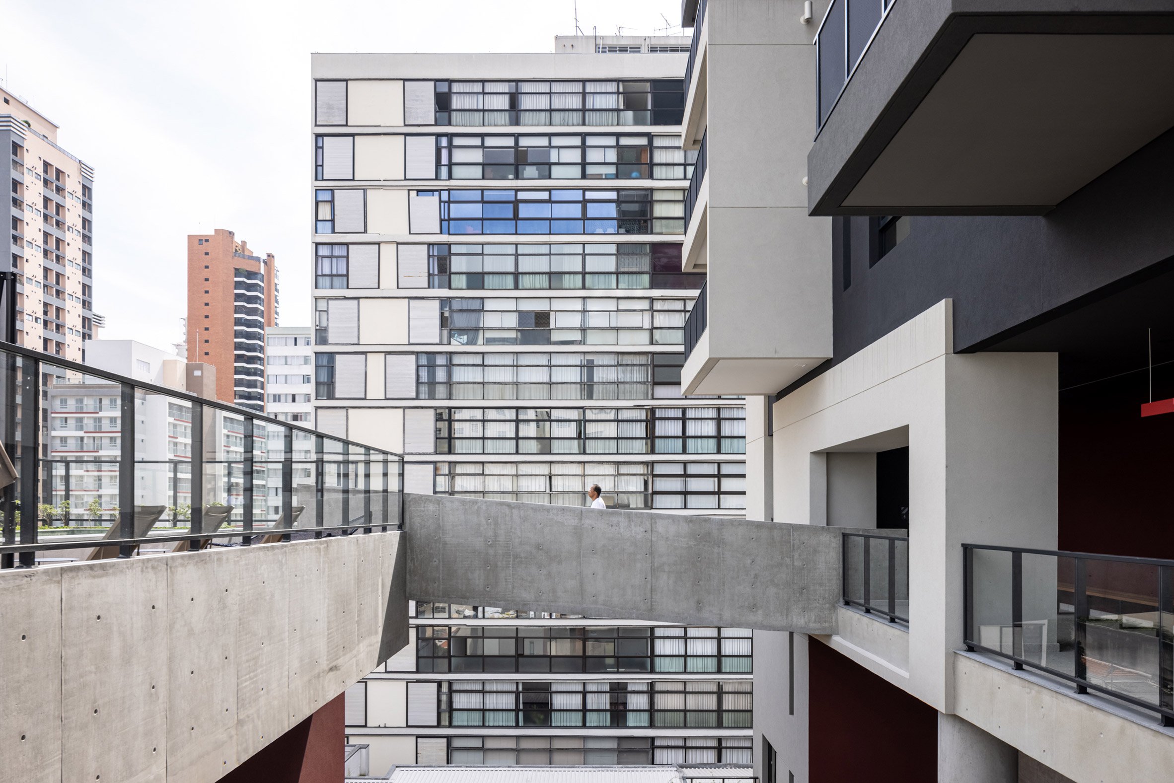 Walkway over atrium in Sao Paulo