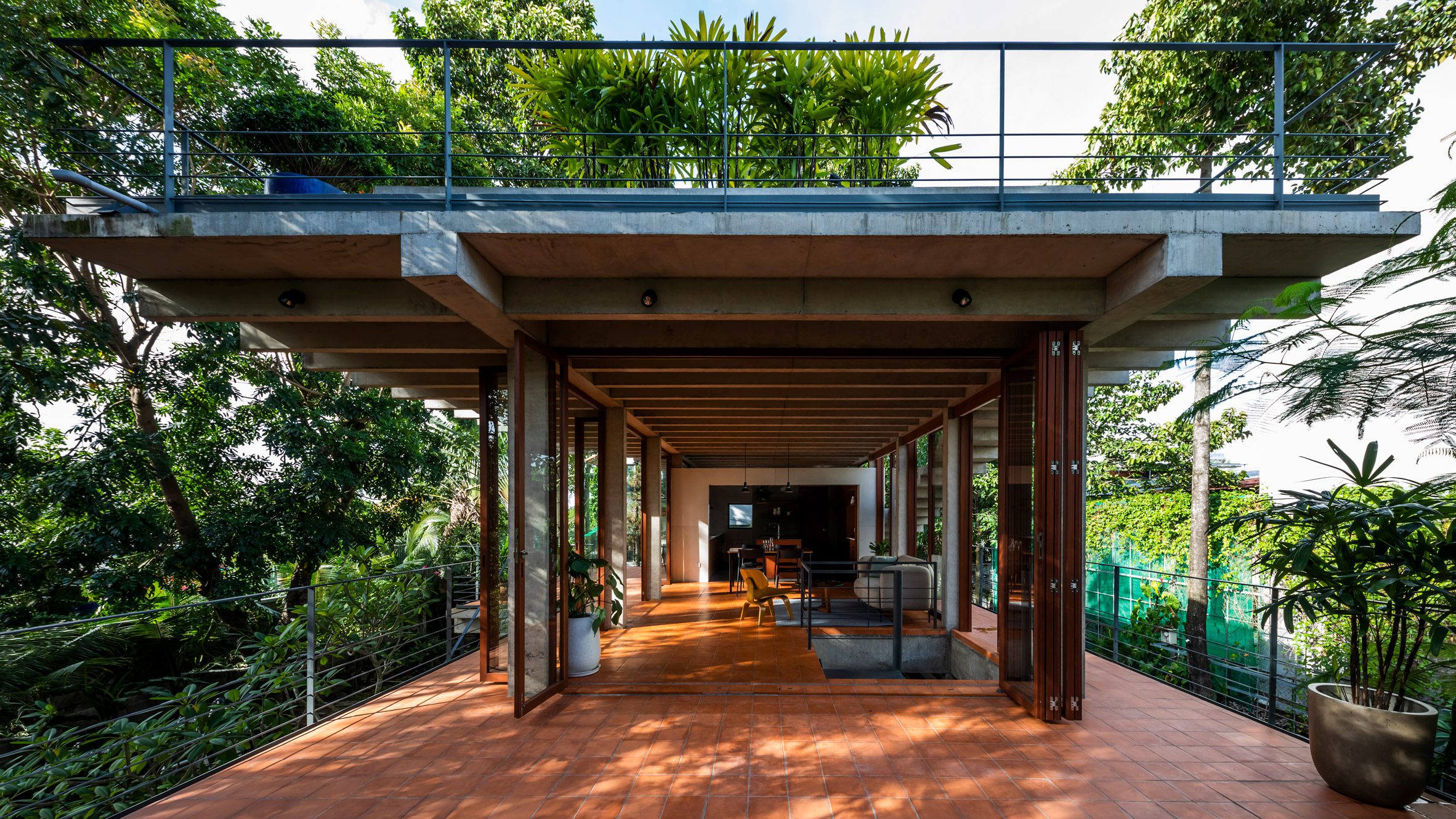 Terrace outside of Floating House in Vietnam by SDA