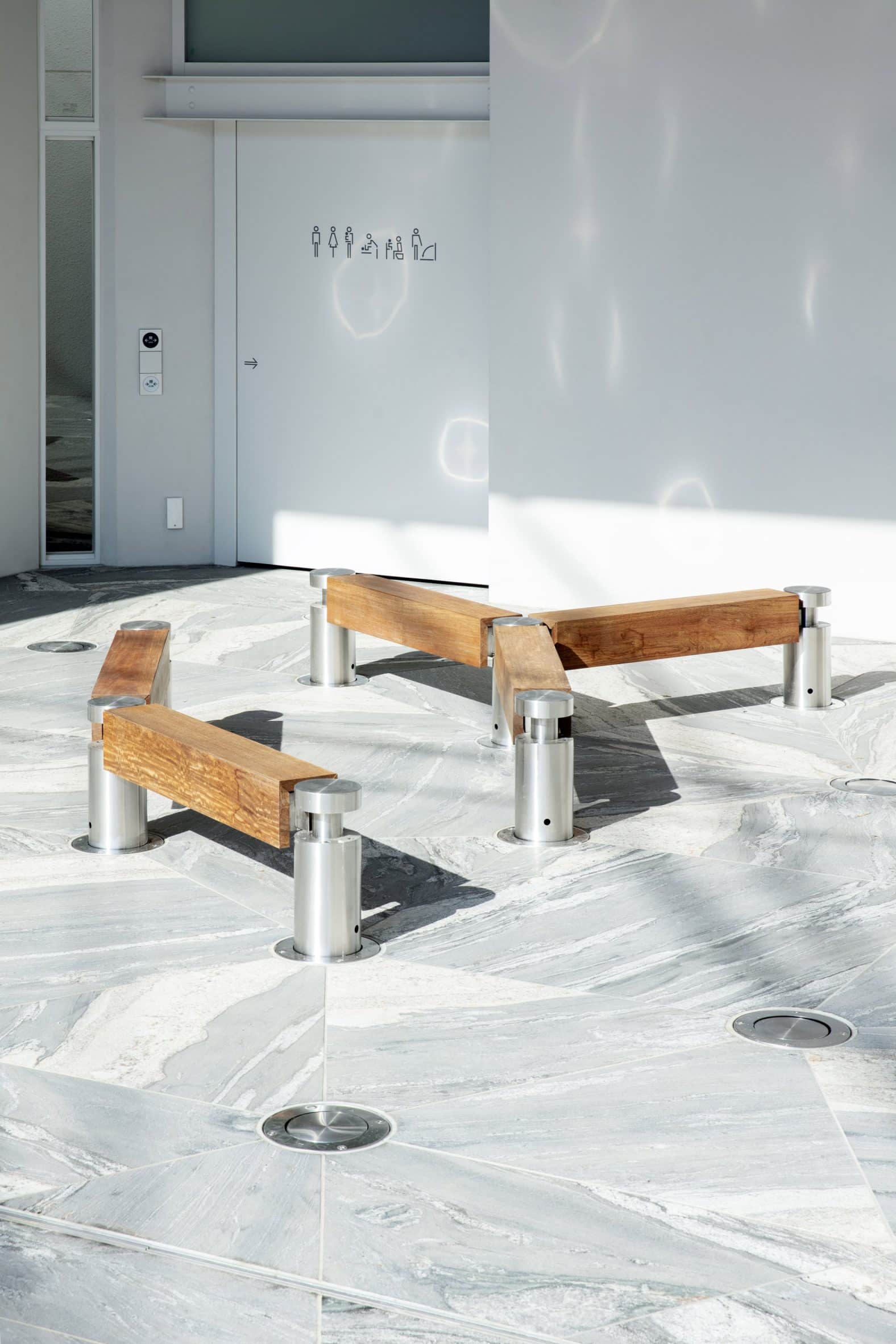 Adaptable bench system in Tokyo toilet