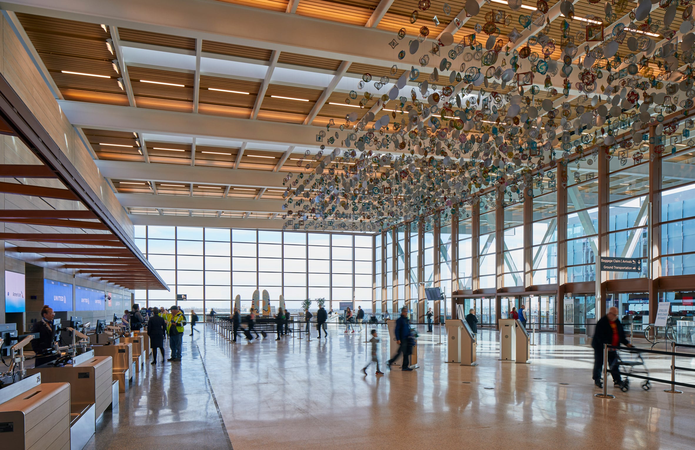 Check-in area with installation