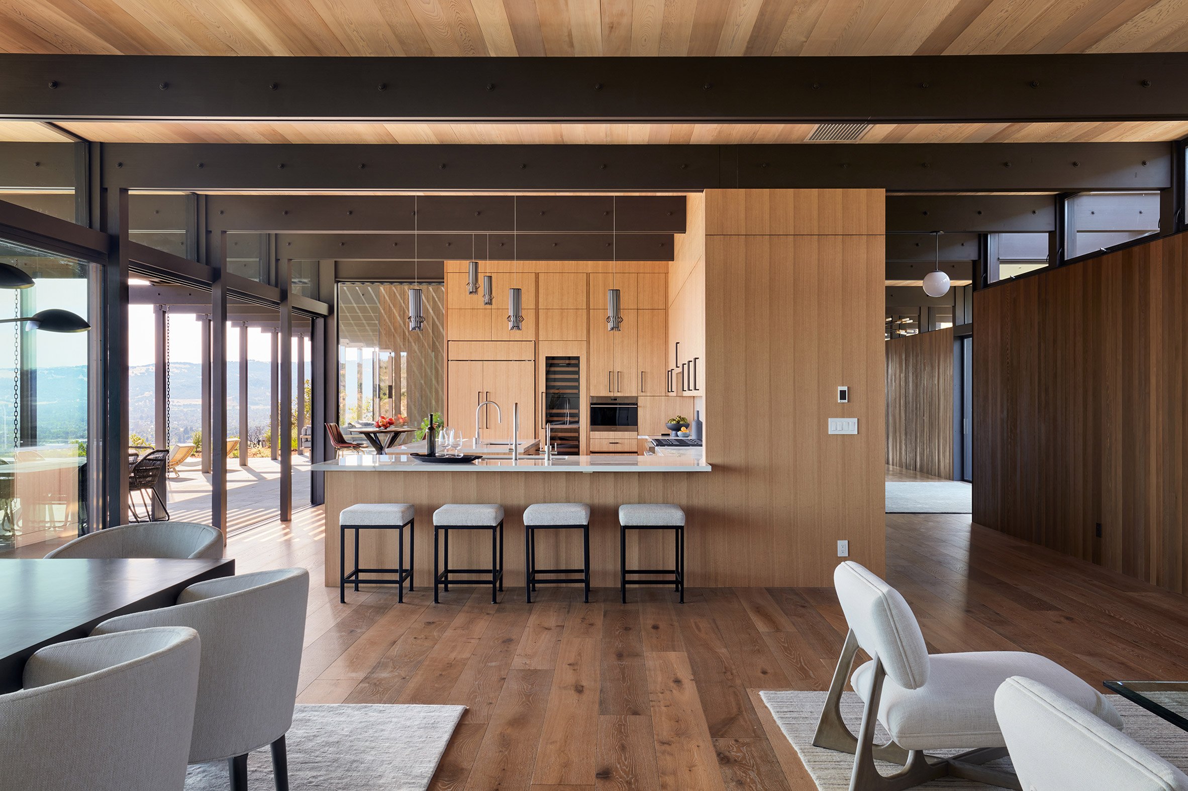 Neutral tones in kitchen of Californian hilltop home