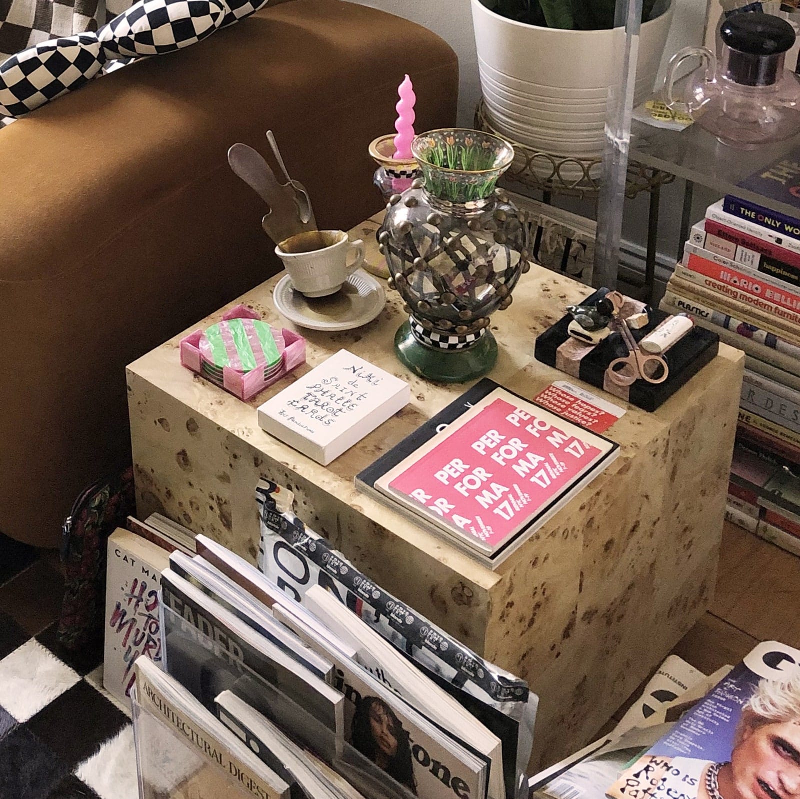 Anyone curating natural vibes in their space will want to check out West Elms burl side table which looks almost...