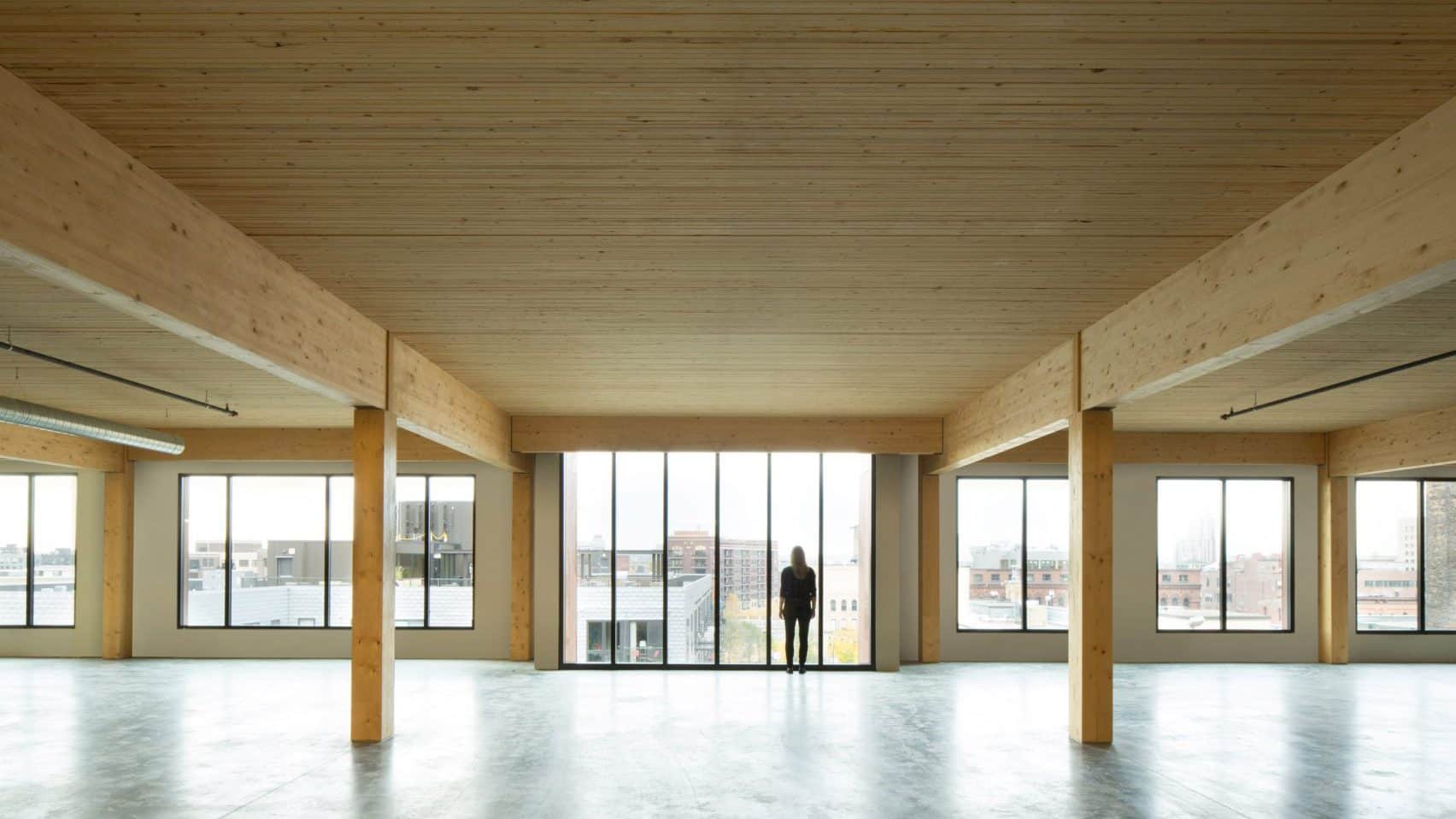 Nailed-laminated timber in office block