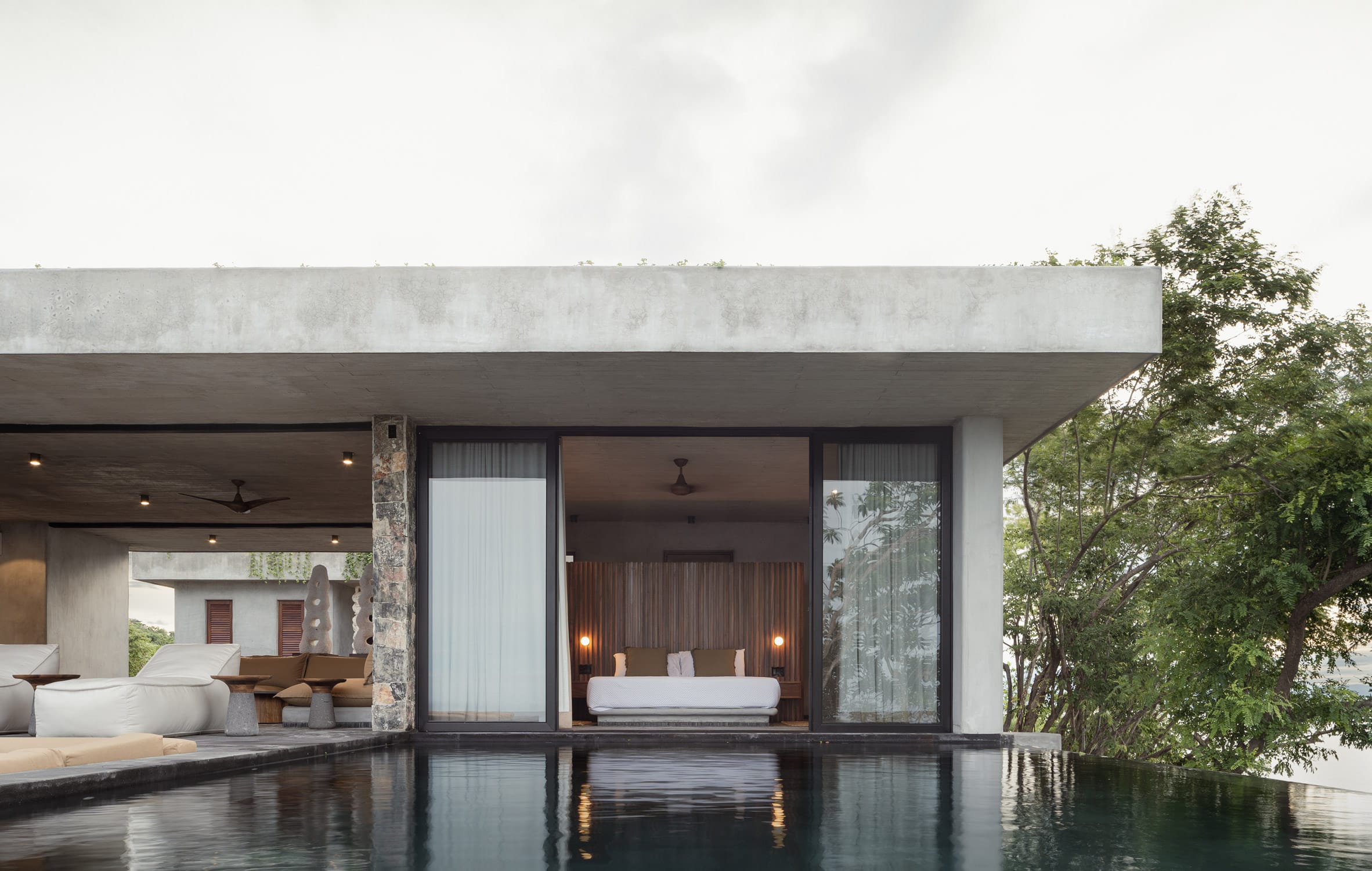 Floor-to-ceiling glazing attached to the primary ensuite at Casa Mateo by Zozaya Arquitectos