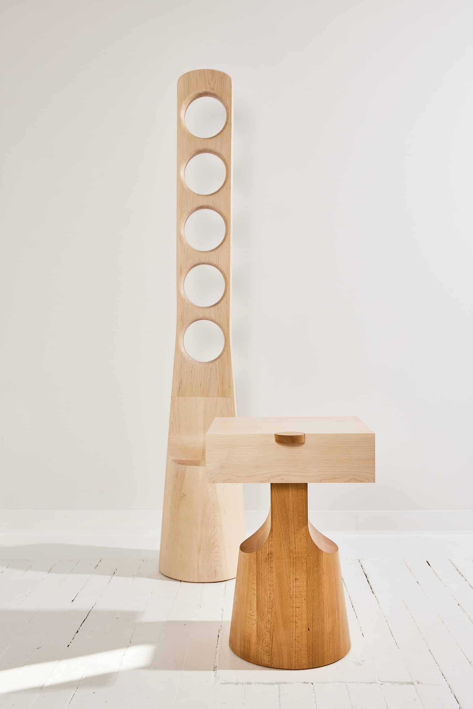 The Noon valet and Pippi nightstand by Marmar Studio.