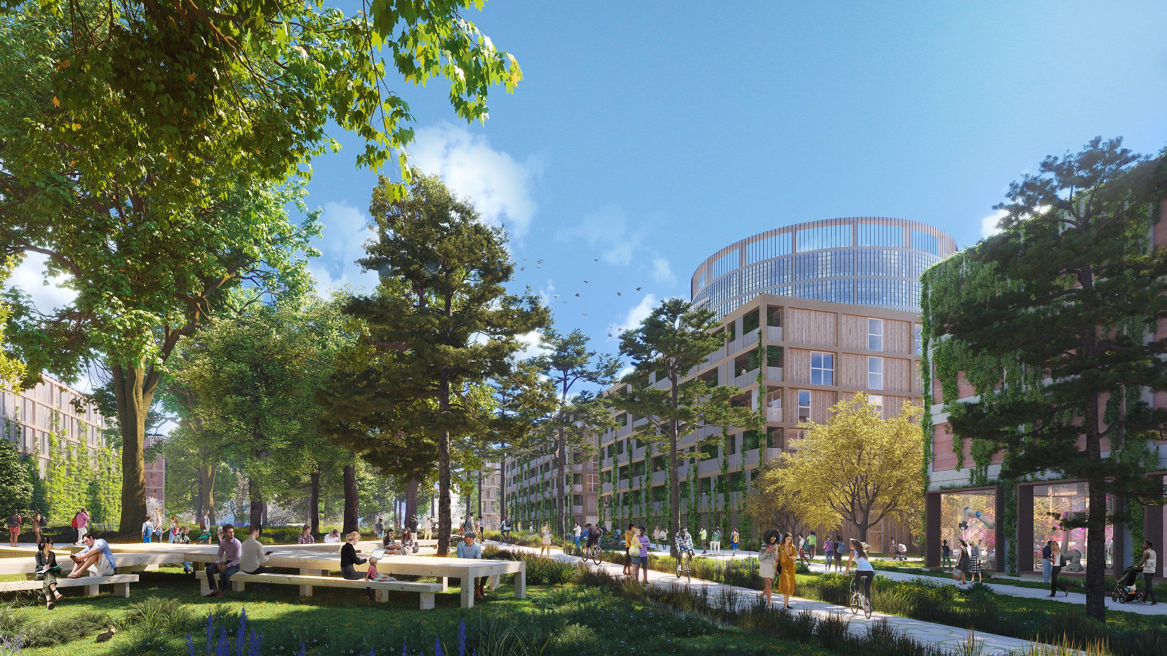 Render of buildings in Germany by MVRDV
