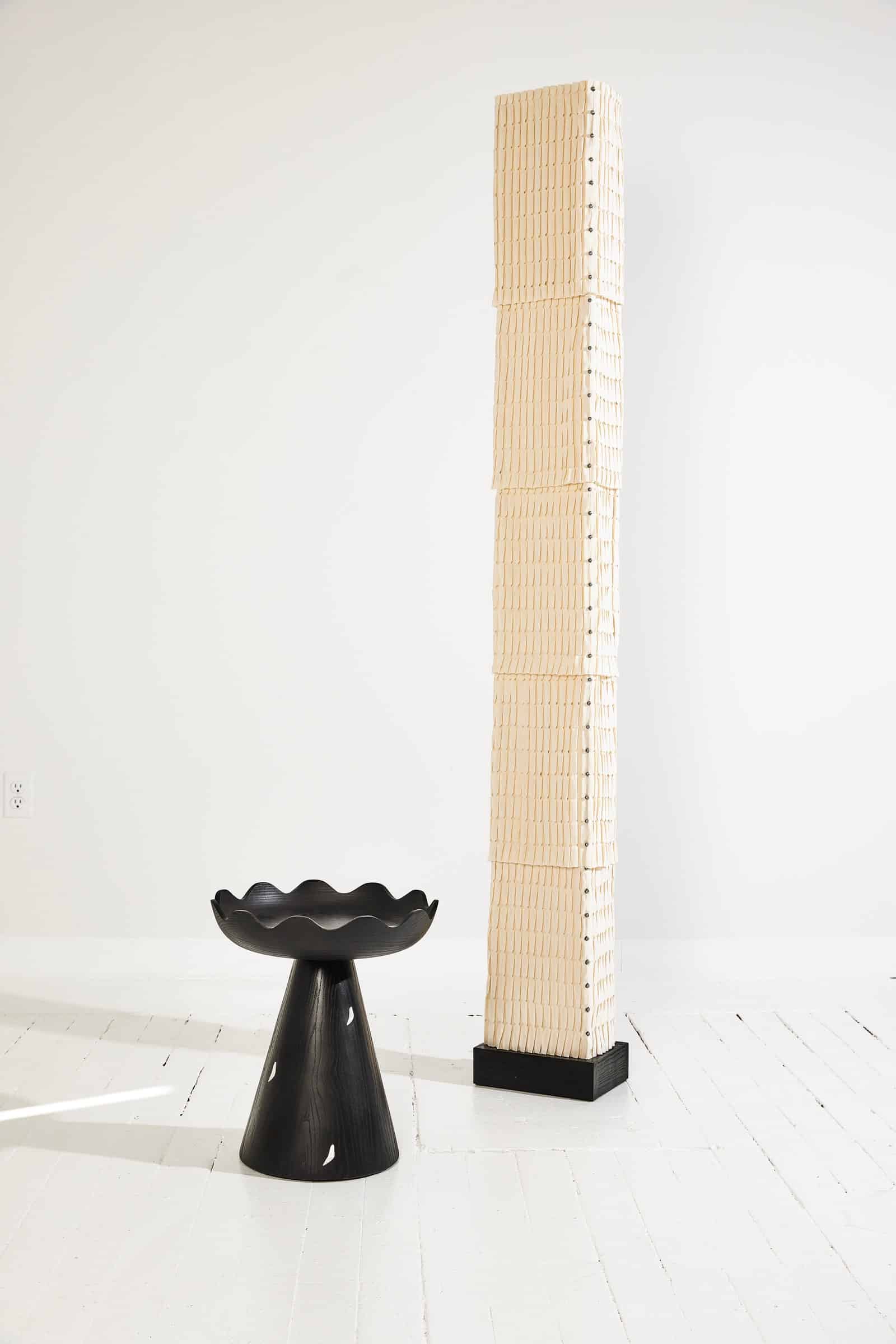 New Morning side table and Tower of Song light by Alexis amp Ginger.