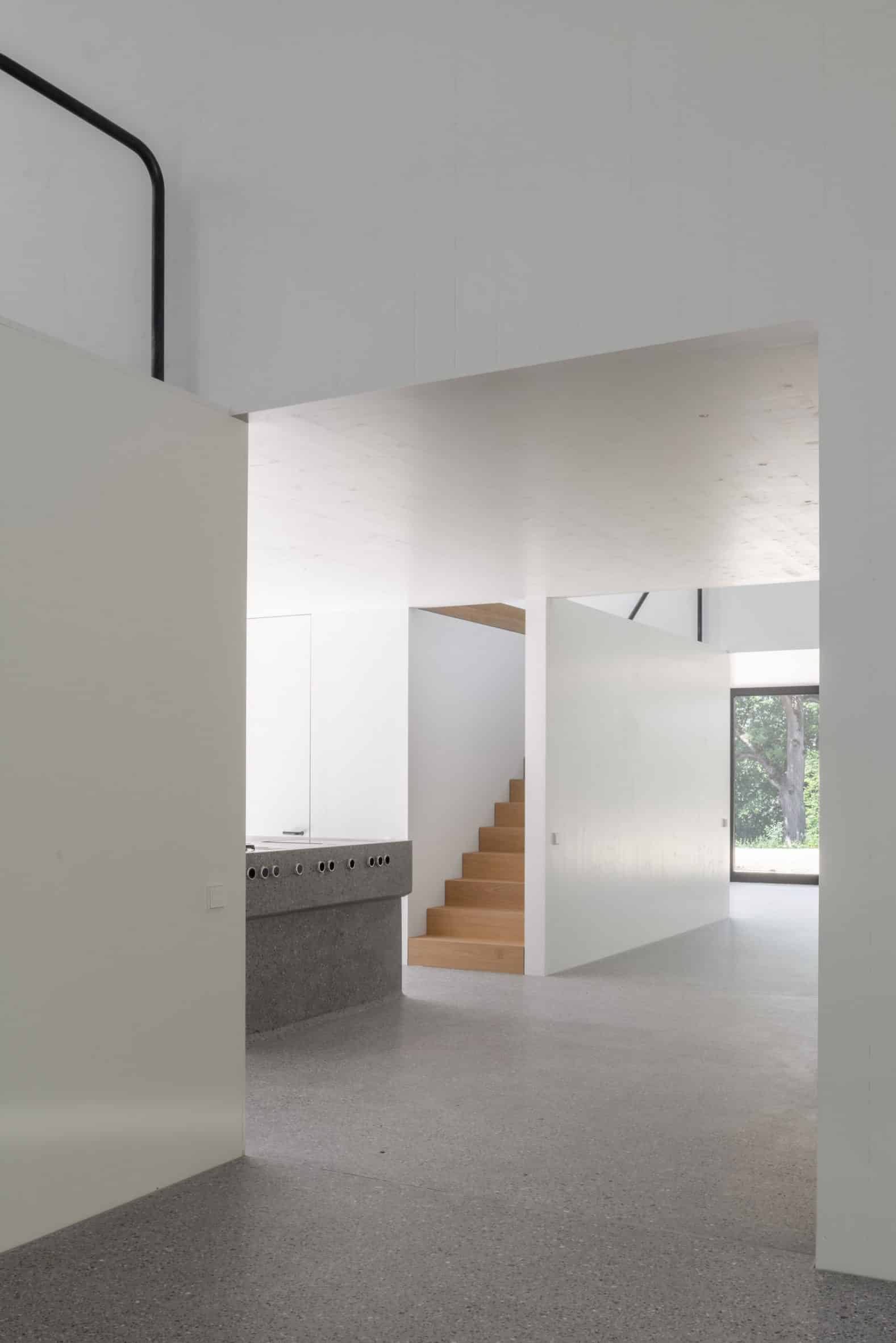 White-painted CLT home interior