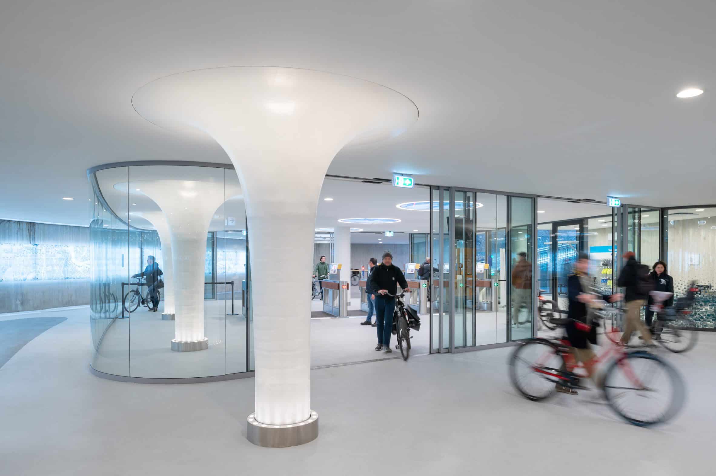 Entrance of underwater bike parking garage by Wurk