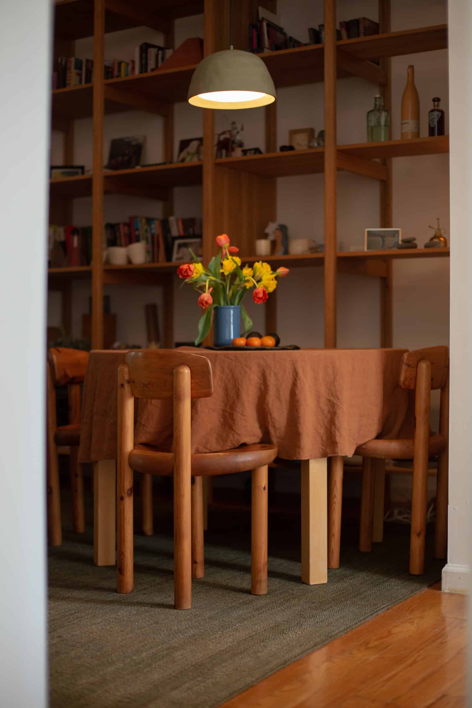 Felicia placed her vintage Rainer Daumiller chairs dated to the 1970s in her dining room area. The set of four made from...