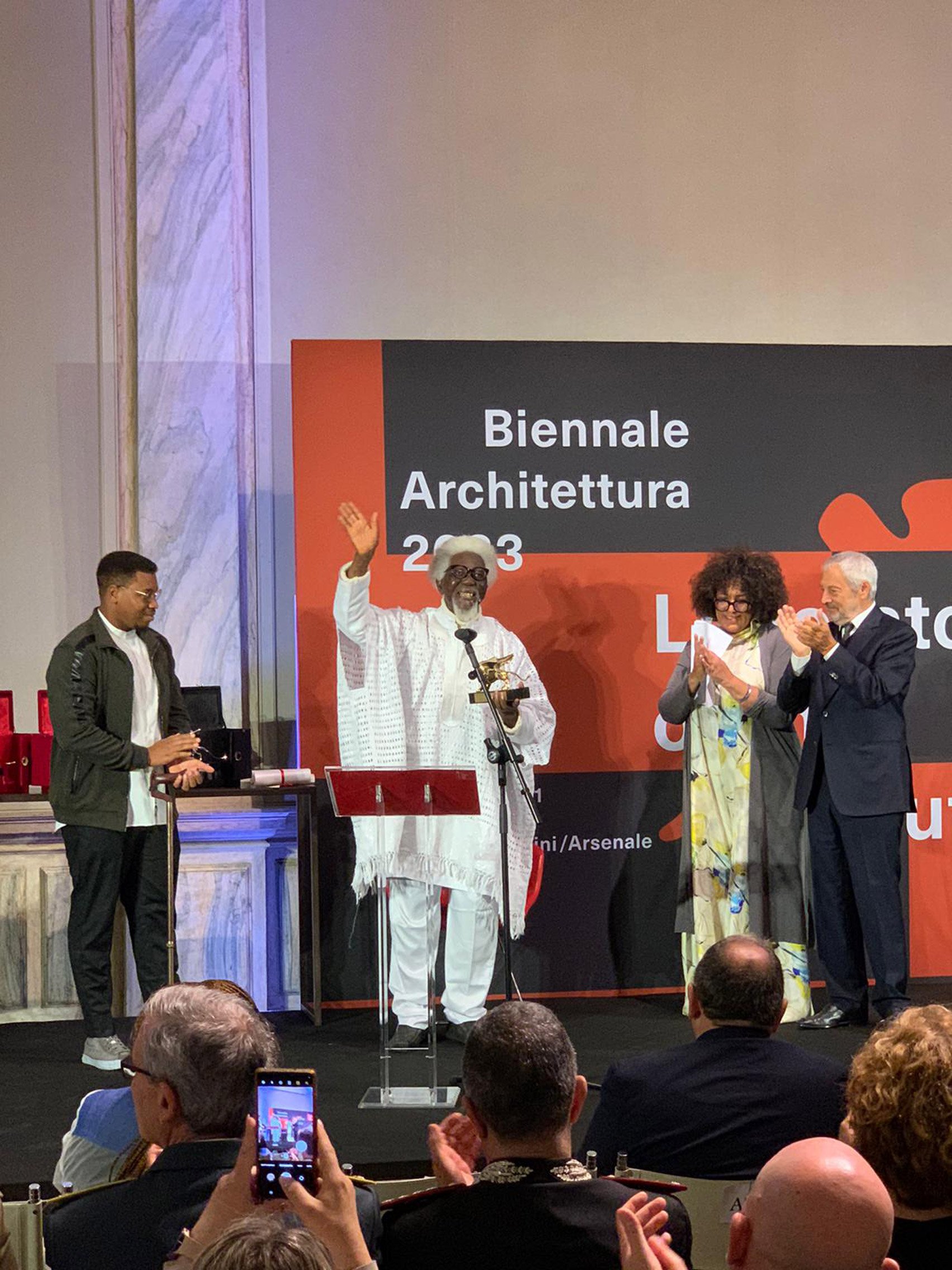 Nigerian architect Demas Nwoko presented with the Golden Lion for Lifetime Achievement