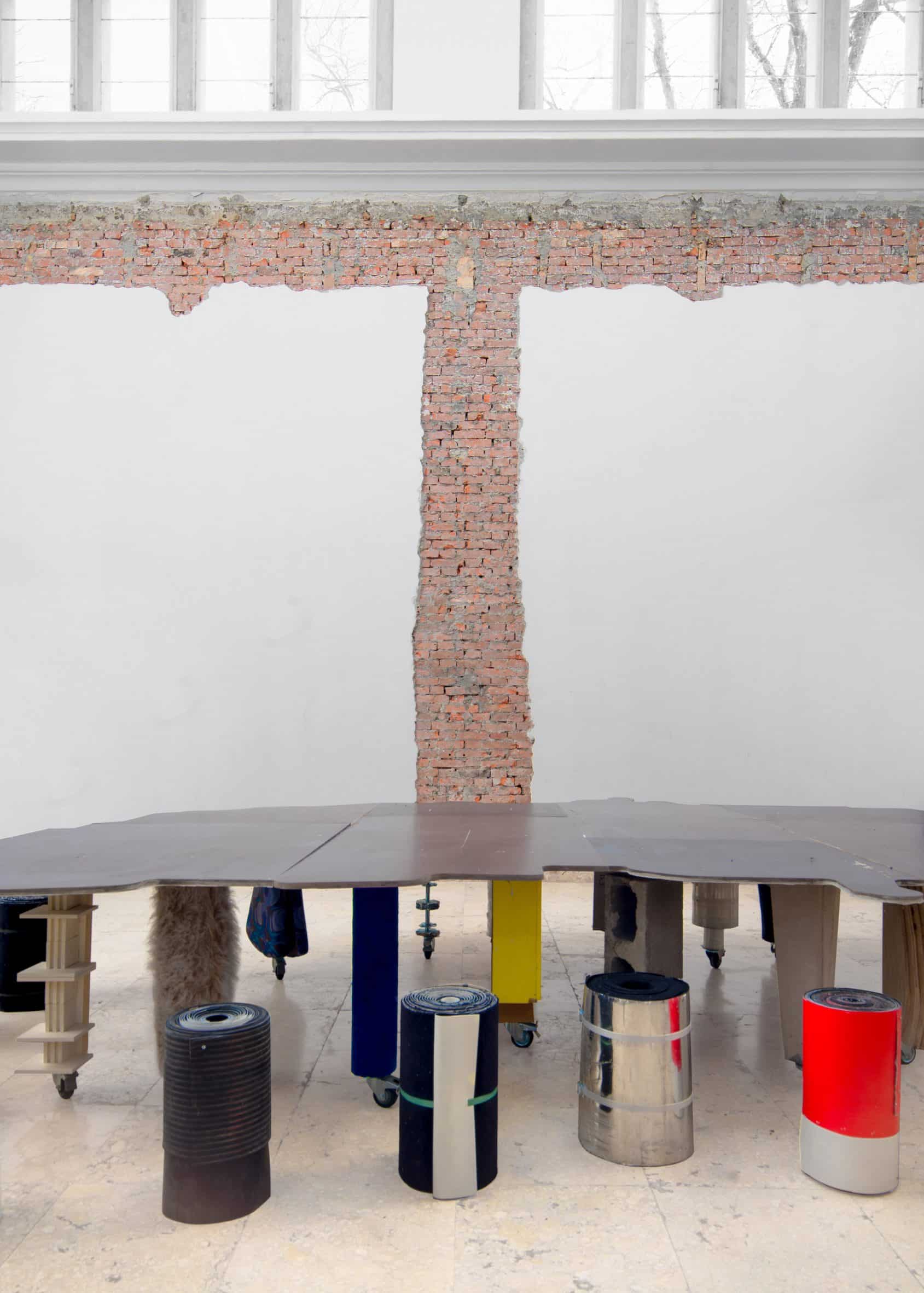 Meeting room in Open for Maintenance, the German Pavilion at the Venice Architecture Biennale 2023