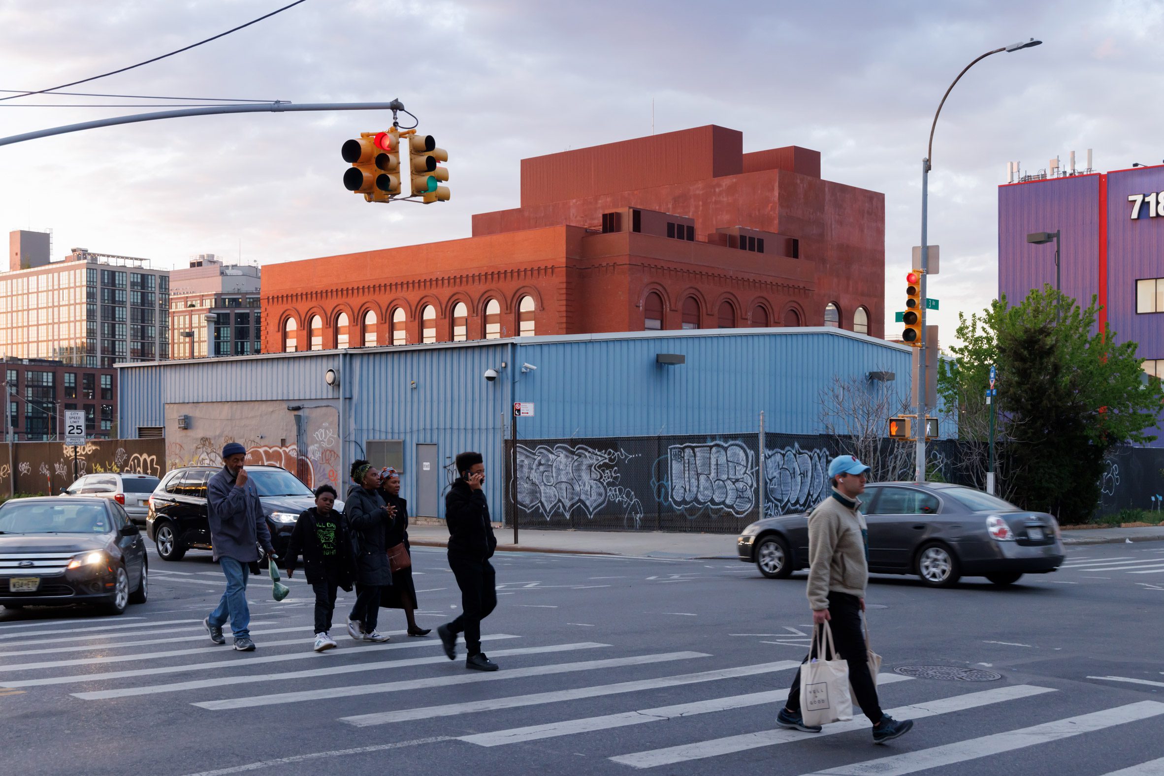 View from the street with industrial building