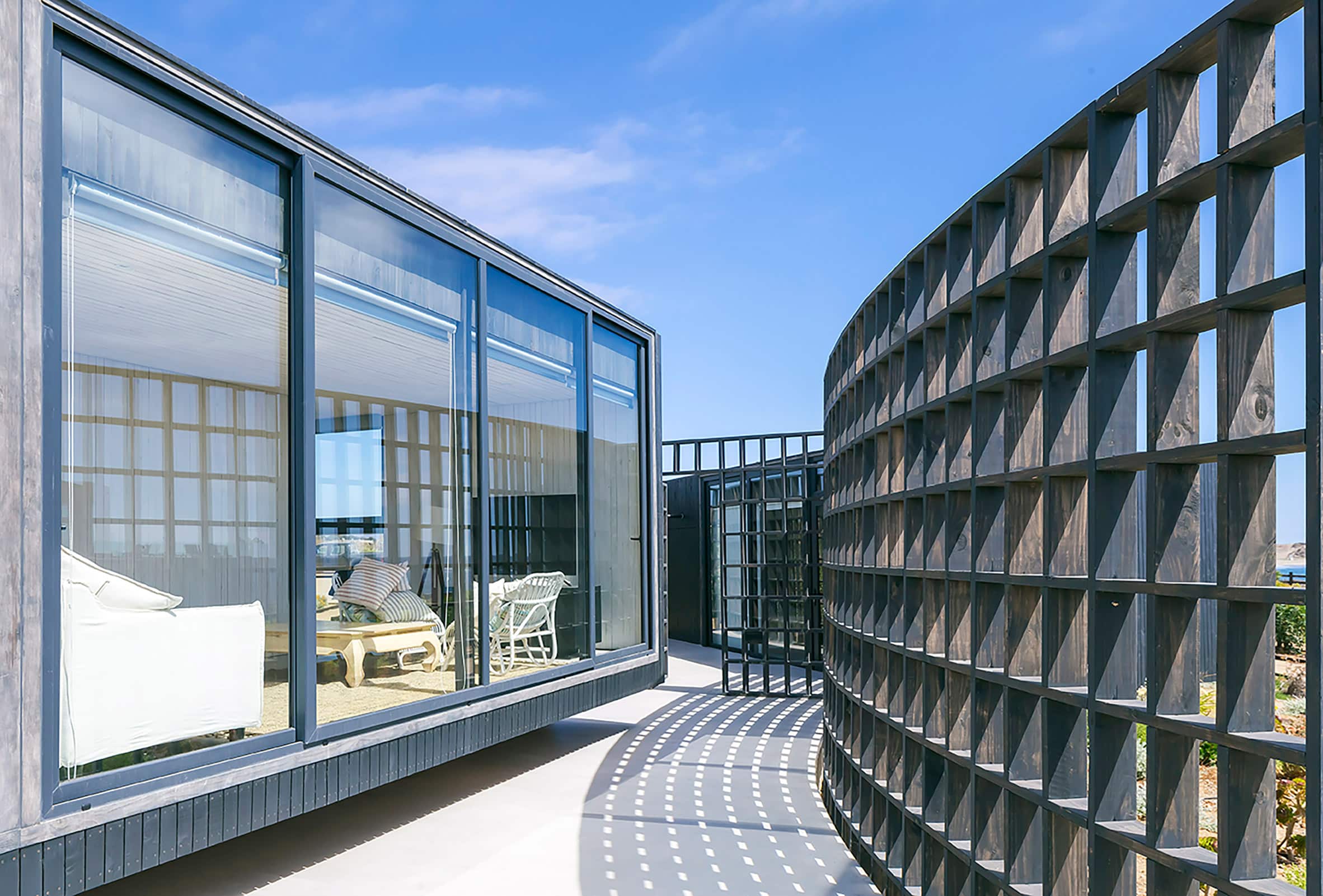 Wooden screen and glass window box
