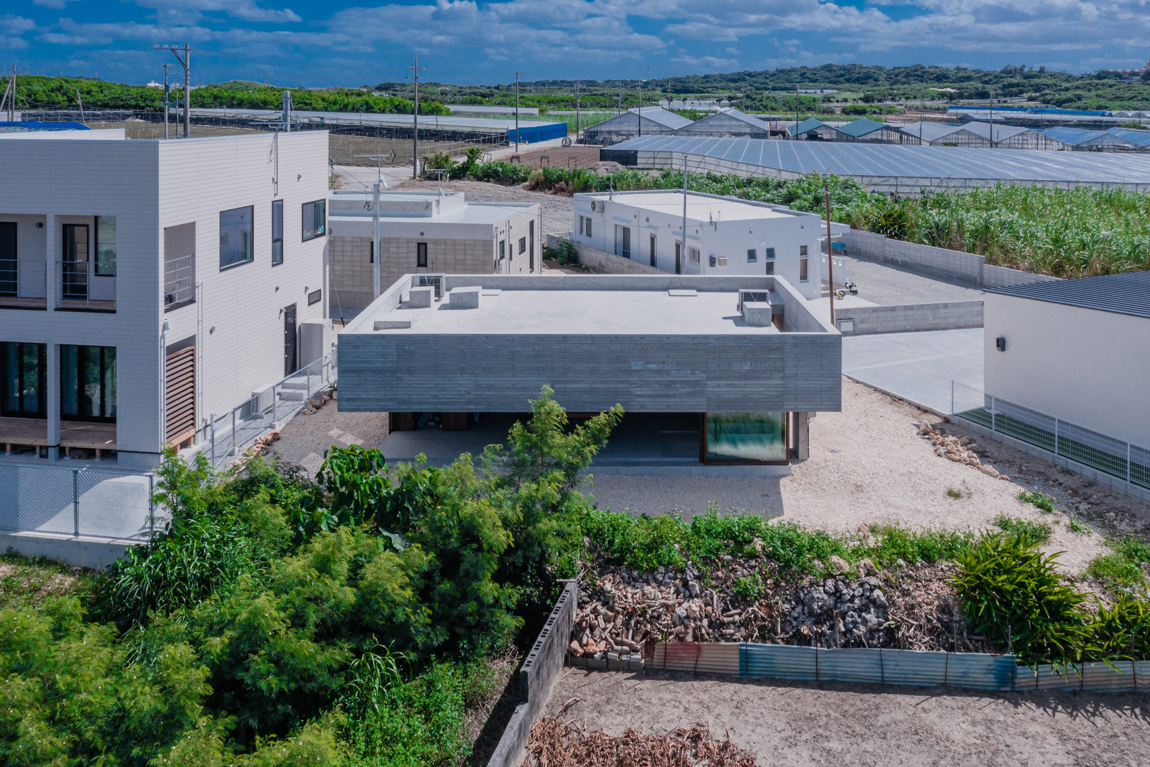 Aerial view of One-Legged House in Japan by IGArchitects