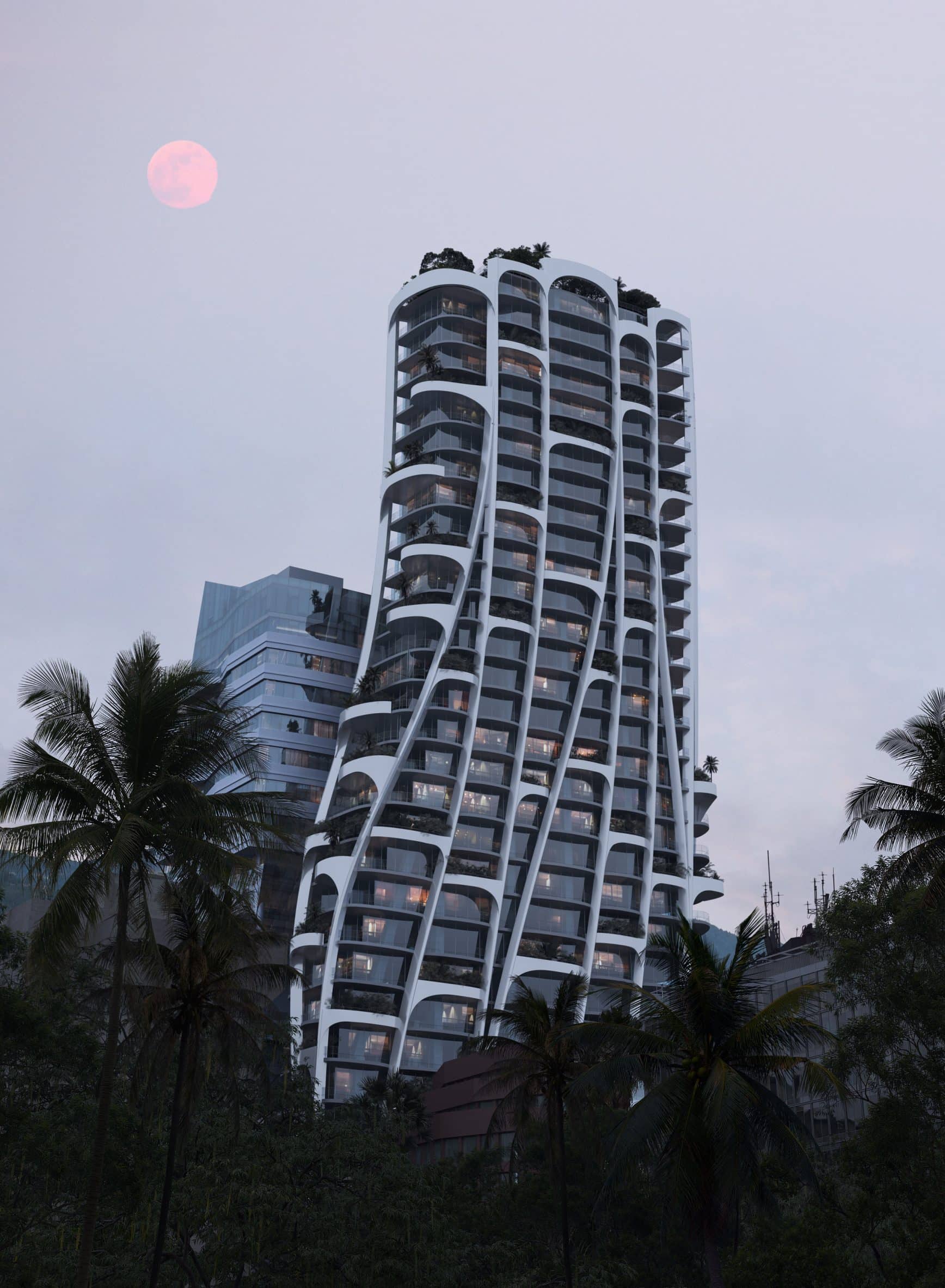 Qondesa tower in Quito at night