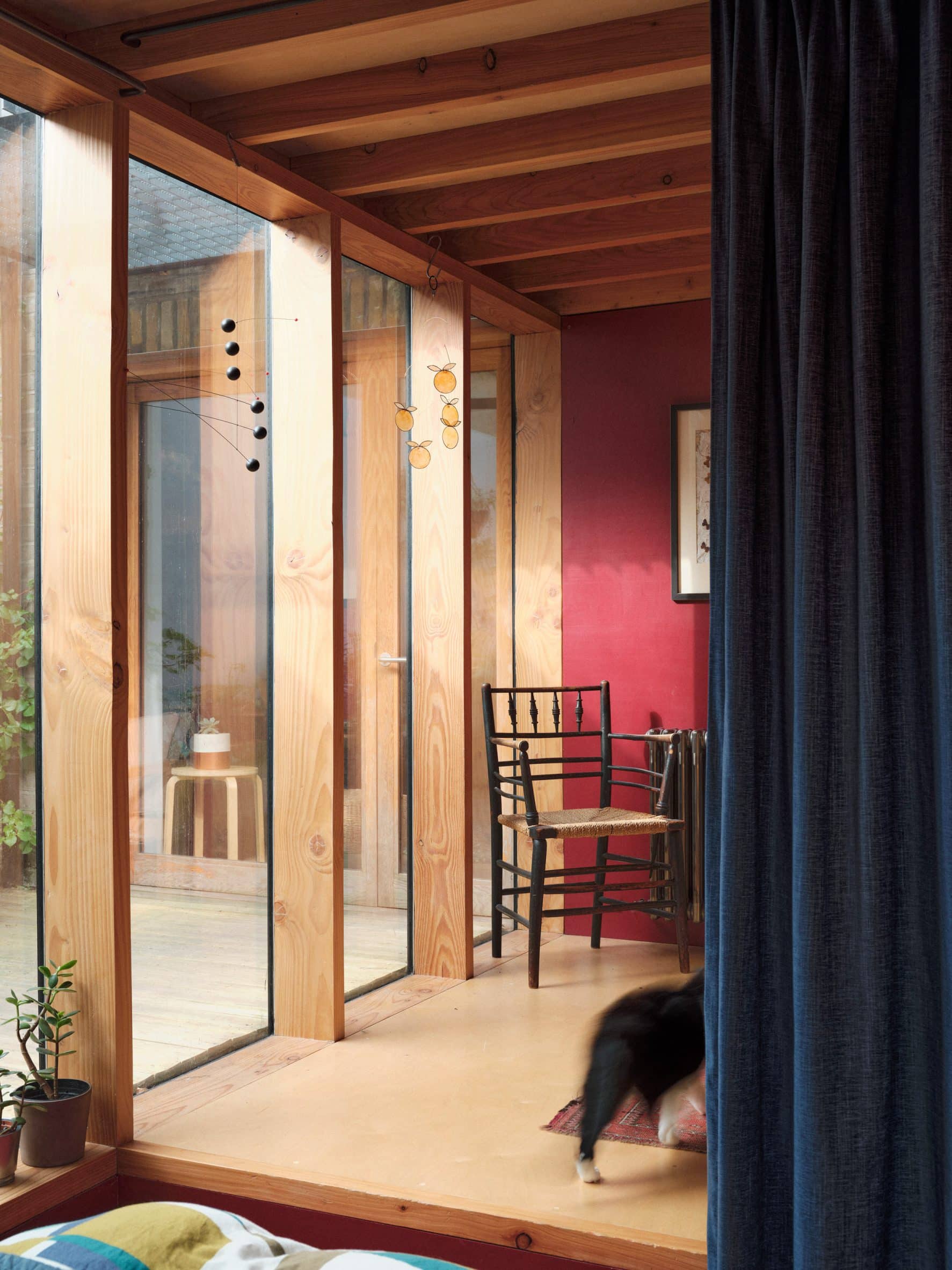 Wood-lined interior of London house
