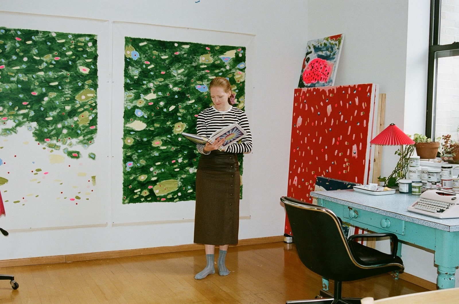 The artist in her spacious loftstudio