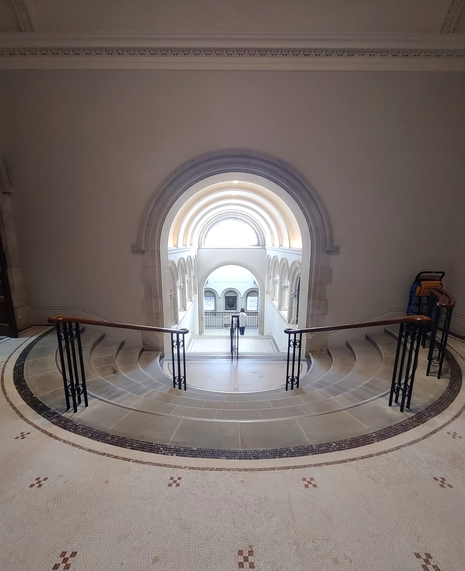 A view of an archway inside a building.