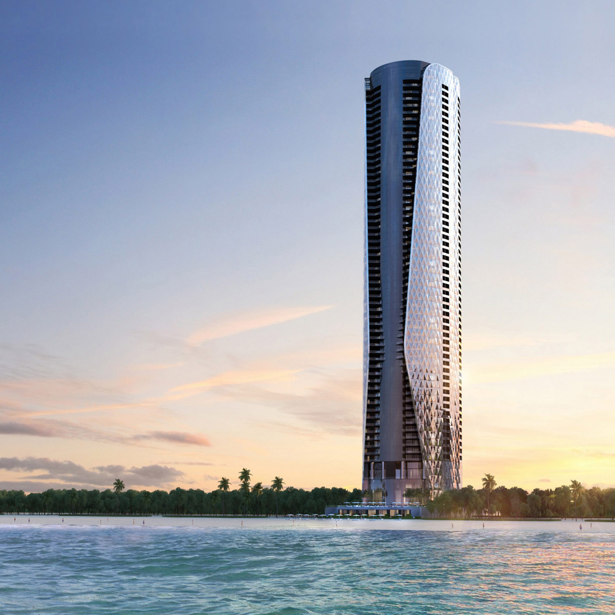 Render of the Bentley Residences skyscraper project by car company Bentley in Miami