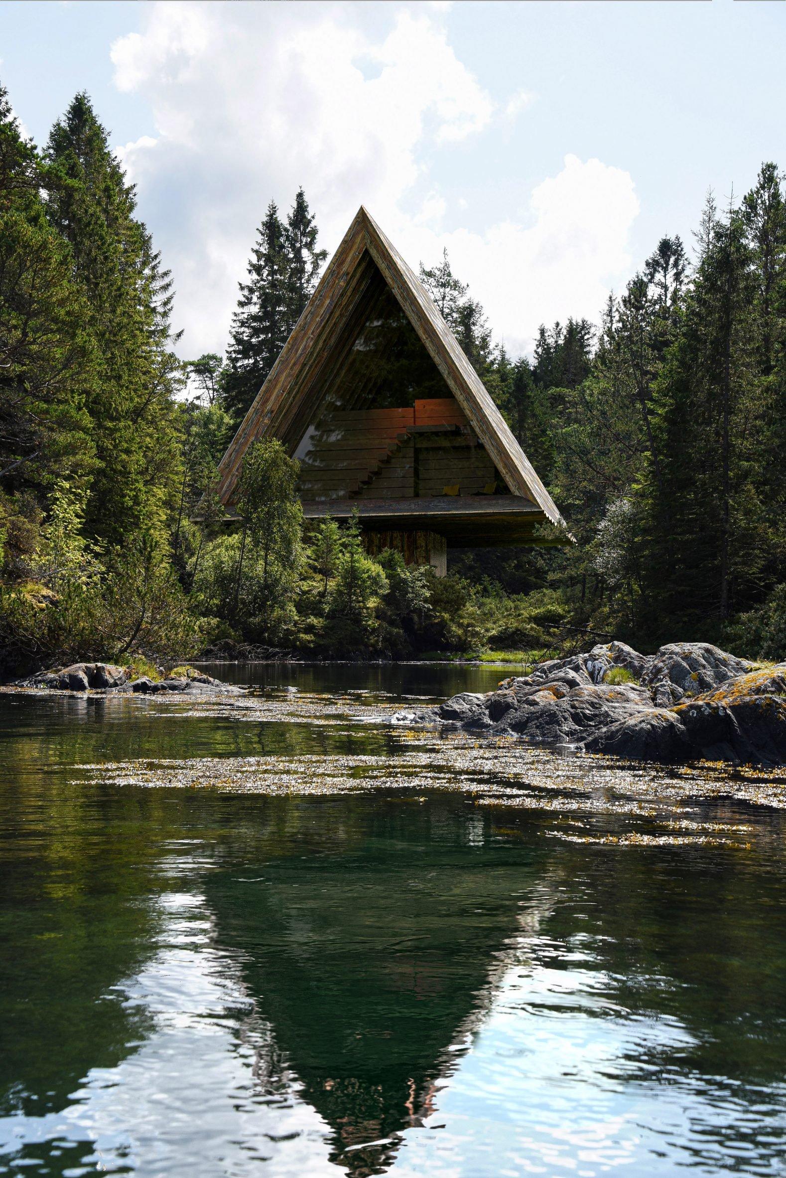 Triangular guest house on Vollebak Island