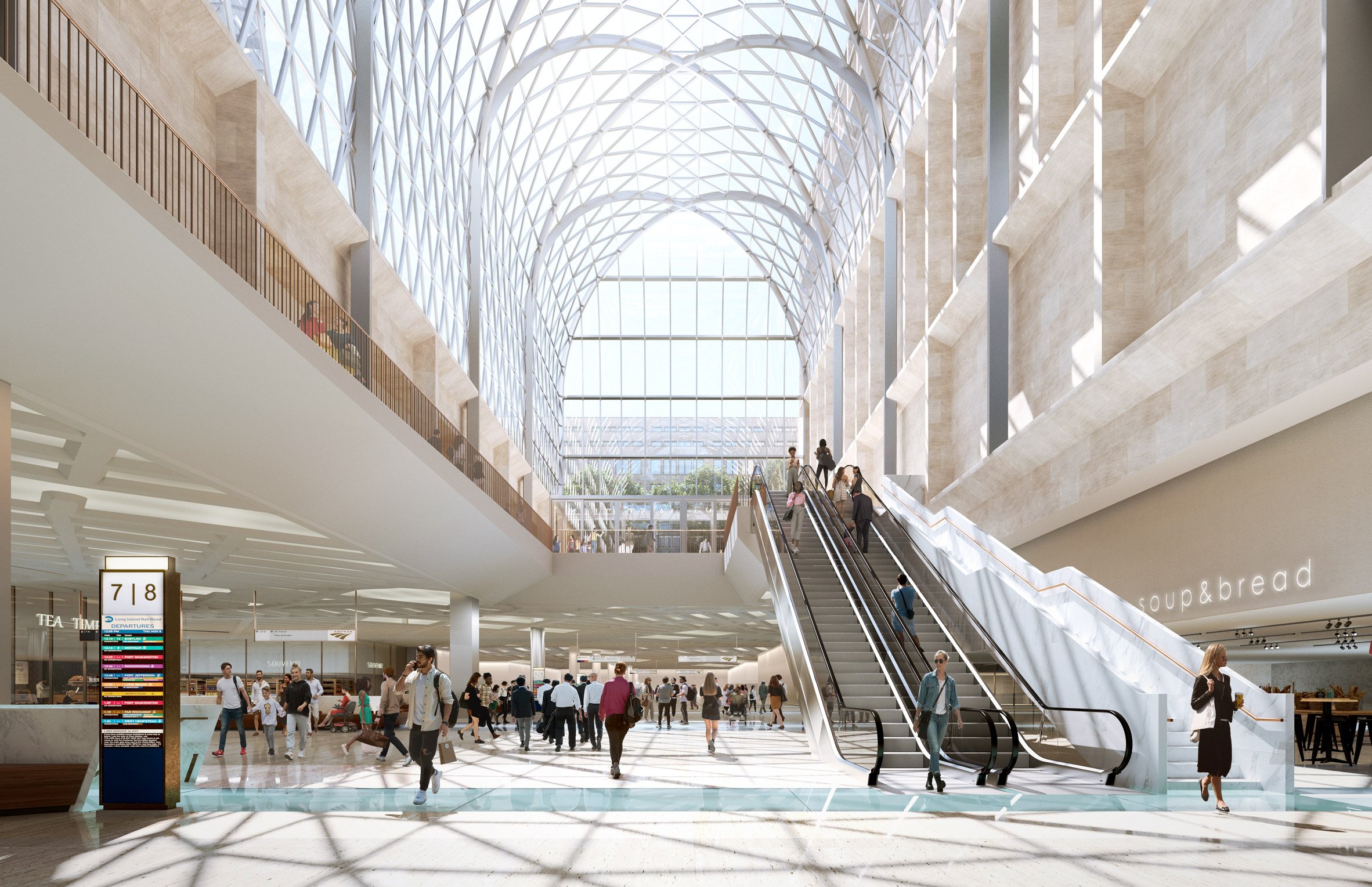 Train concourse with glass dome