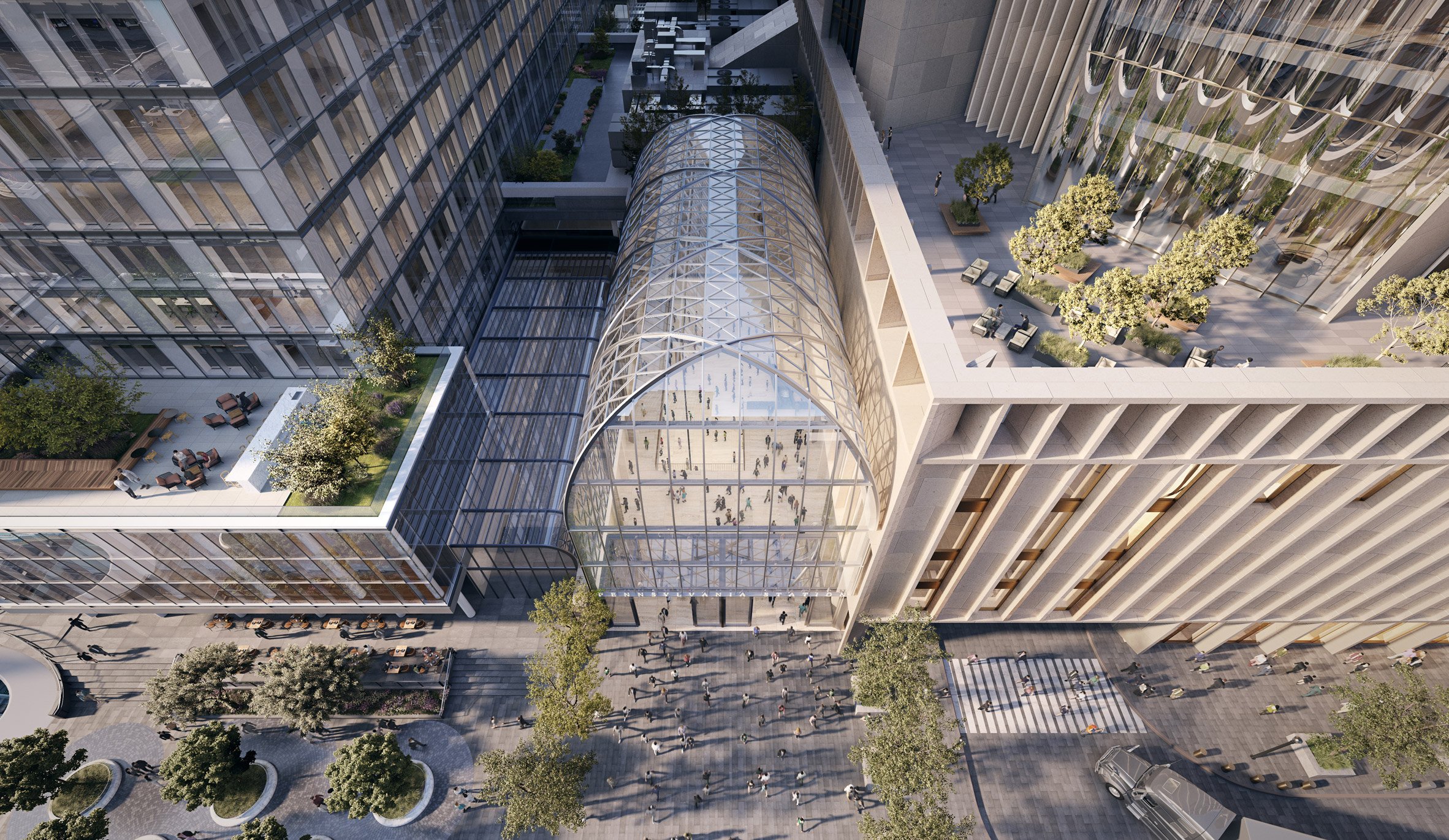 Glass addition to Penn Station