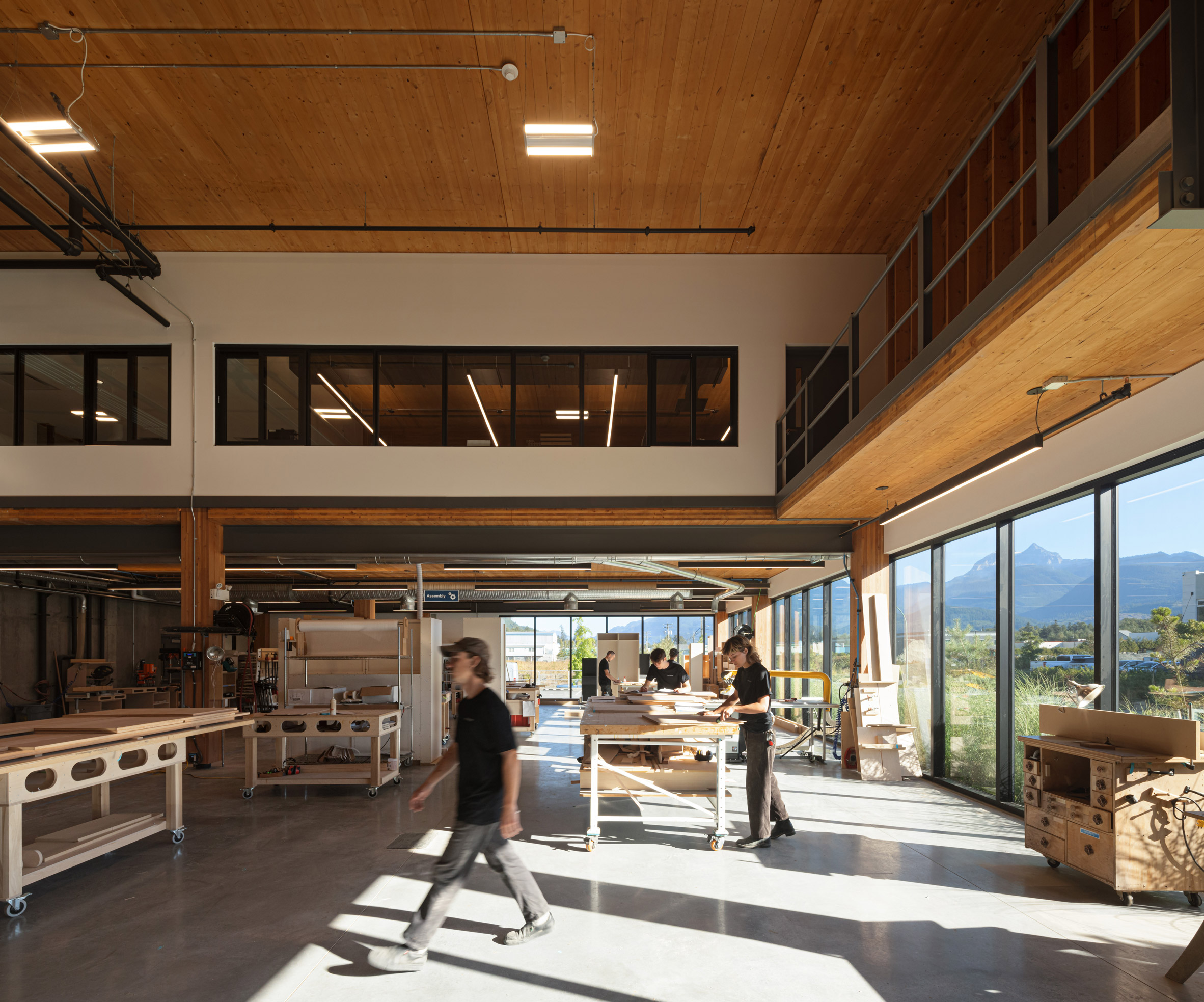 Interior of mass timber factory