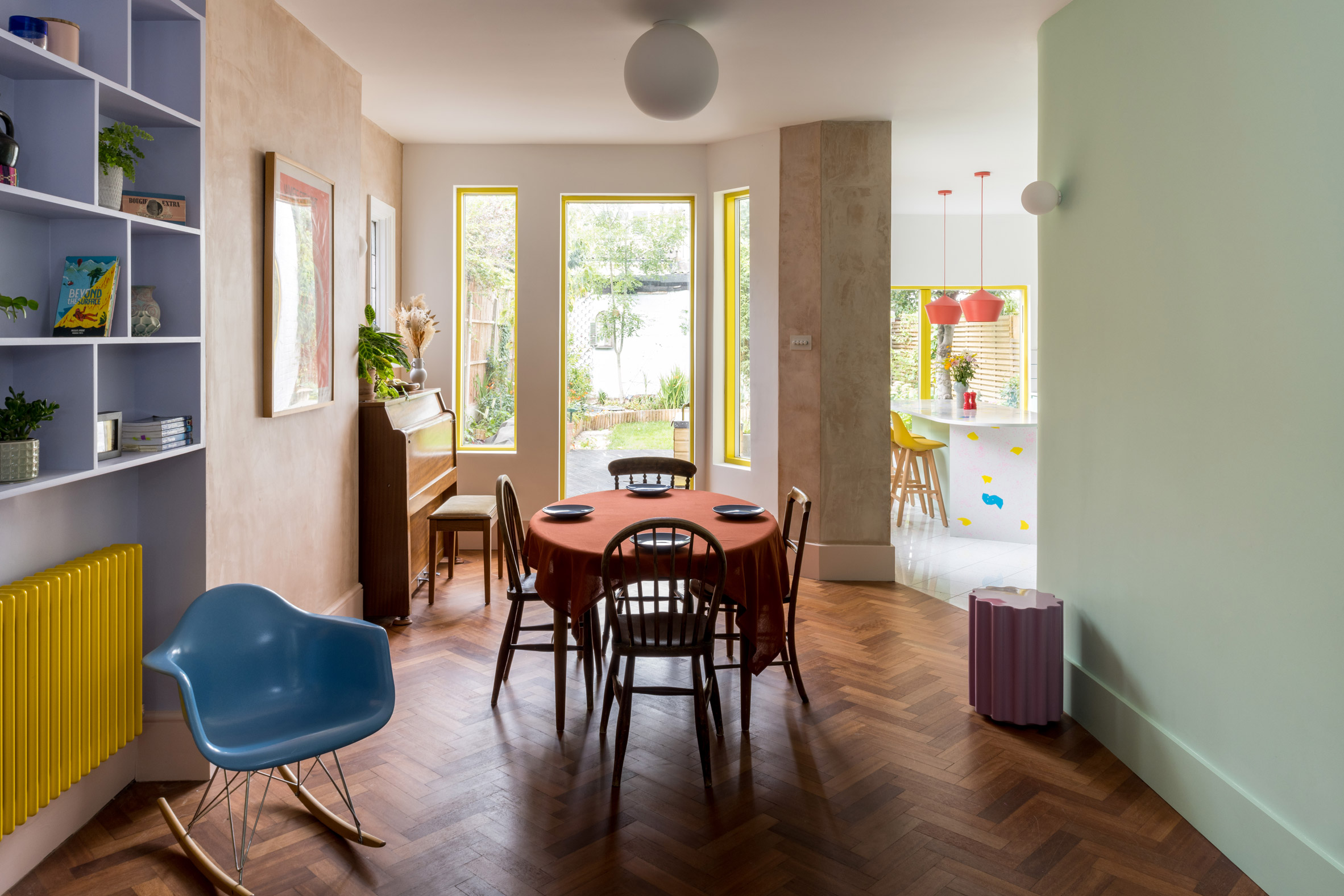 Photo of the dining room with wooden floor