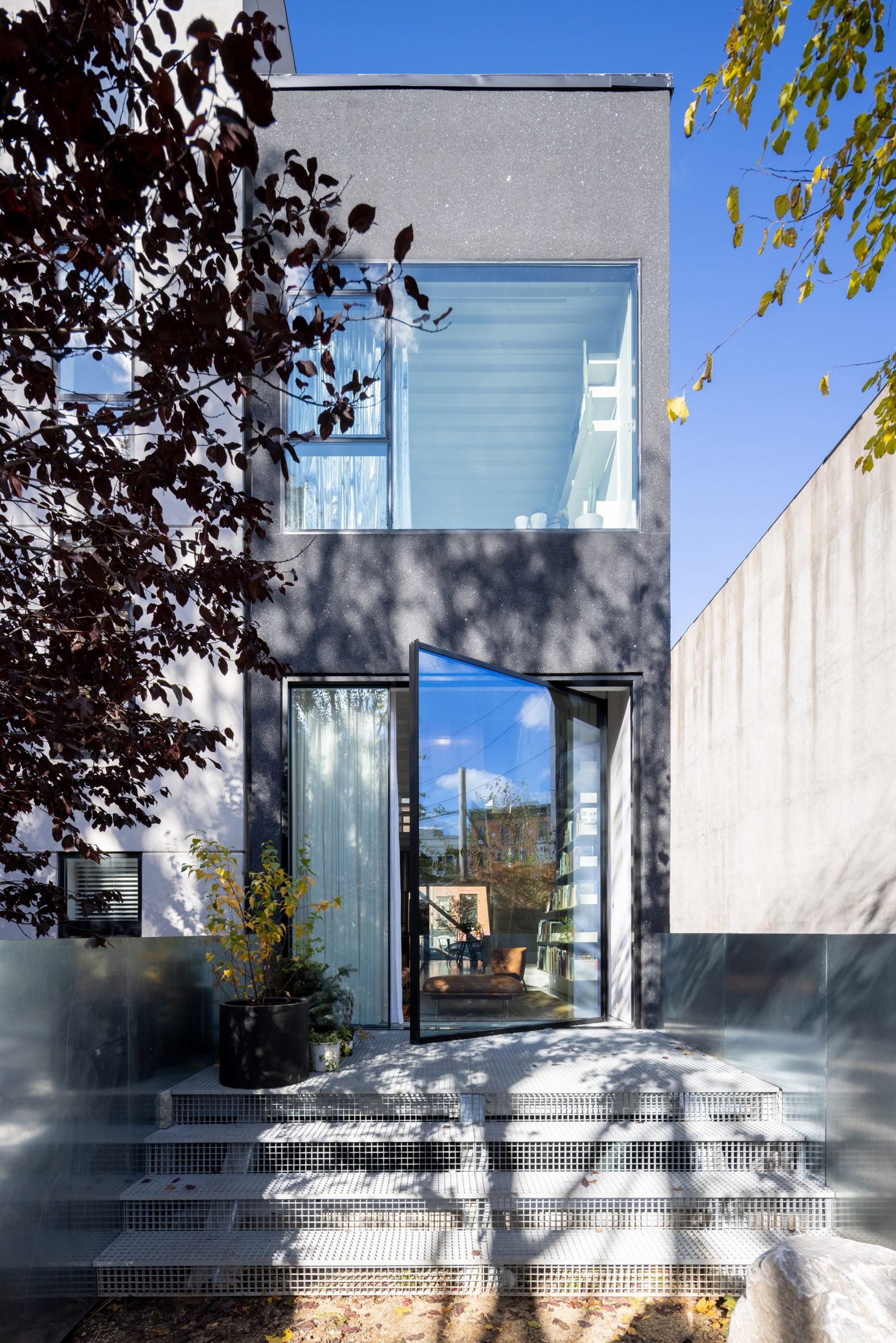 Black stucco exterior walls