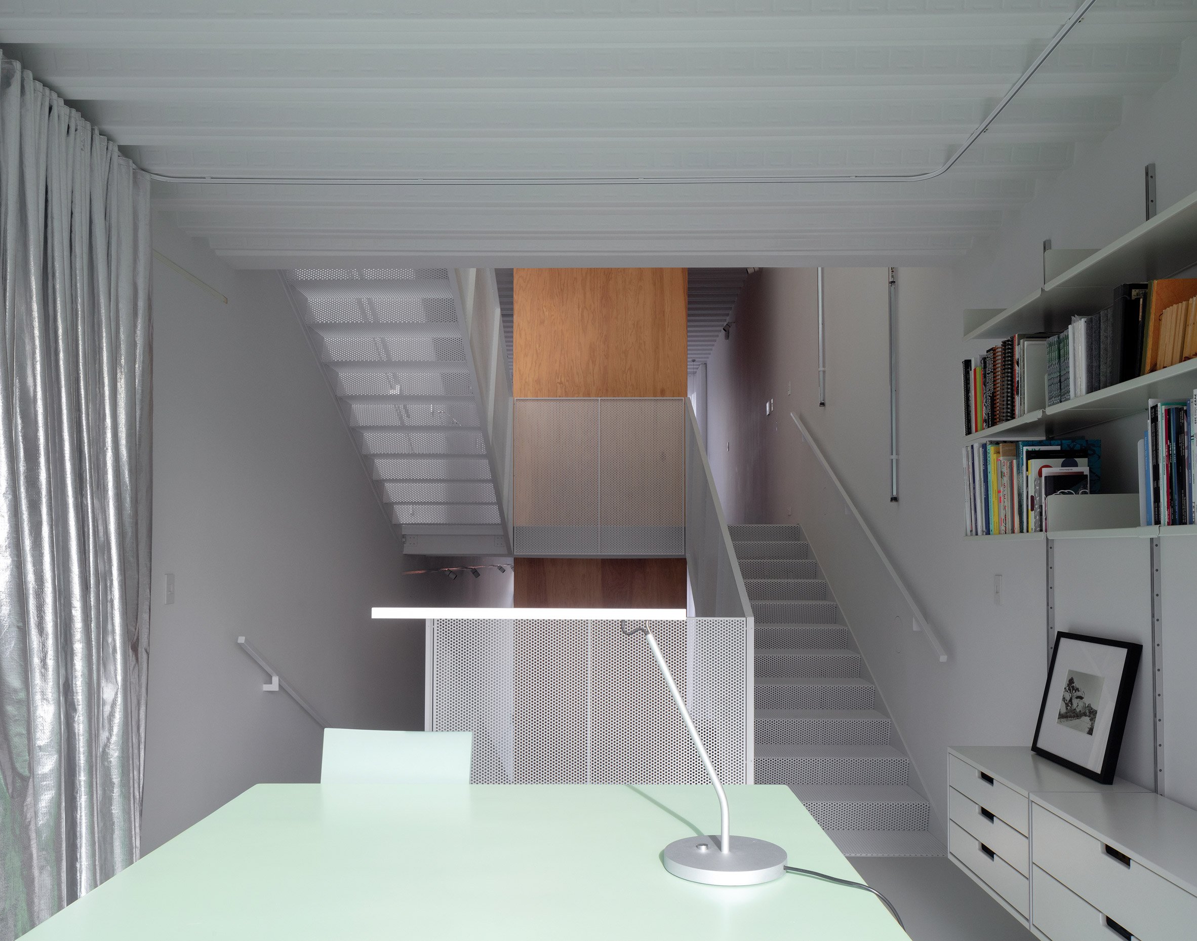 Perforated steel staircase