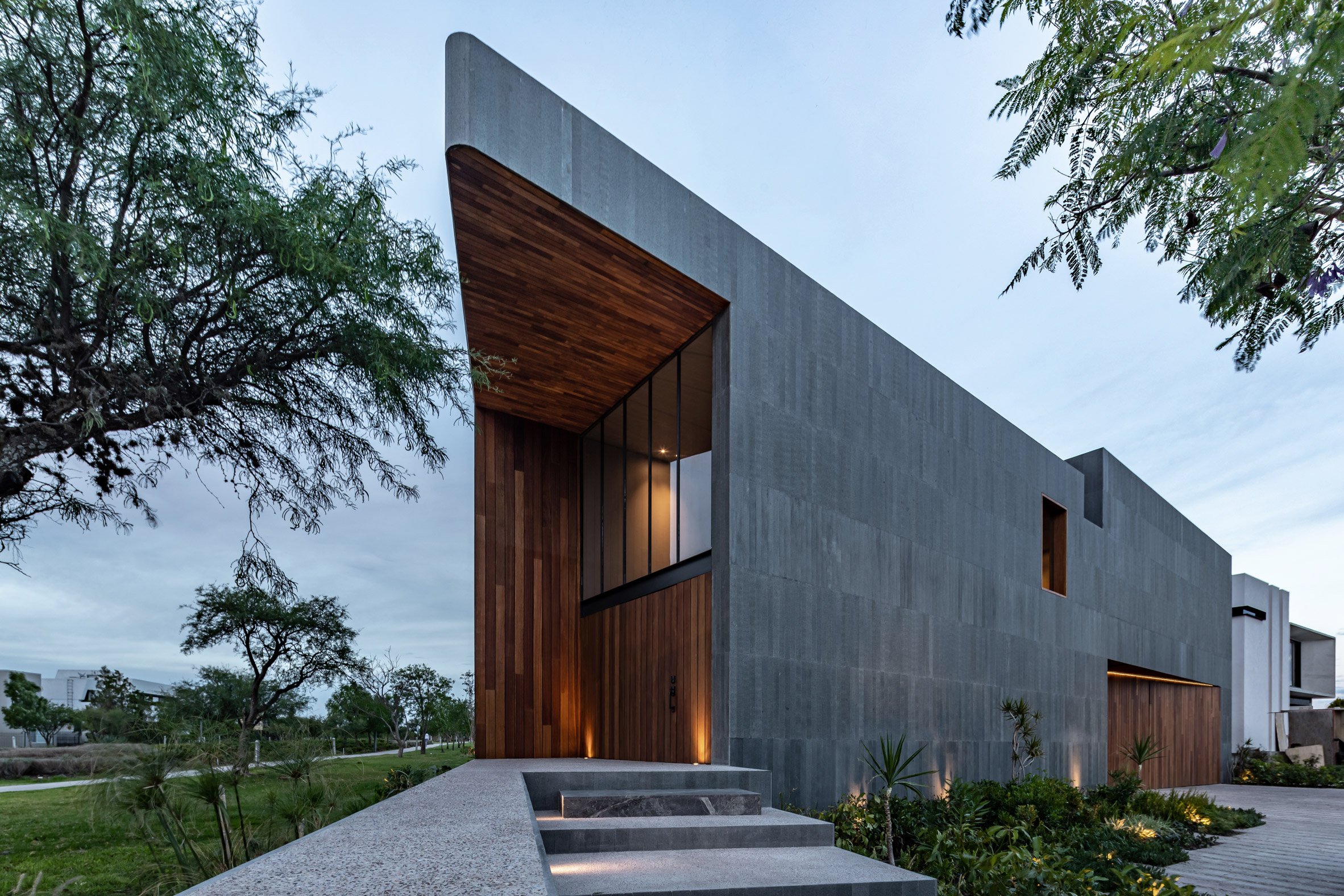 Angular basalt-clad house in Mexico