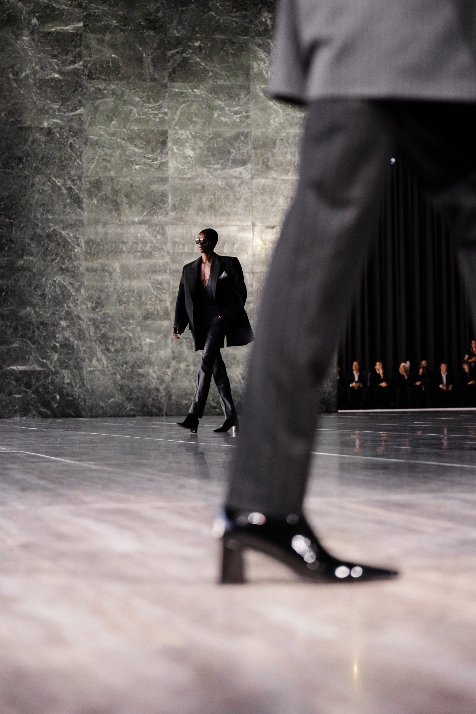 Photo of models at the Saint Laurent show
