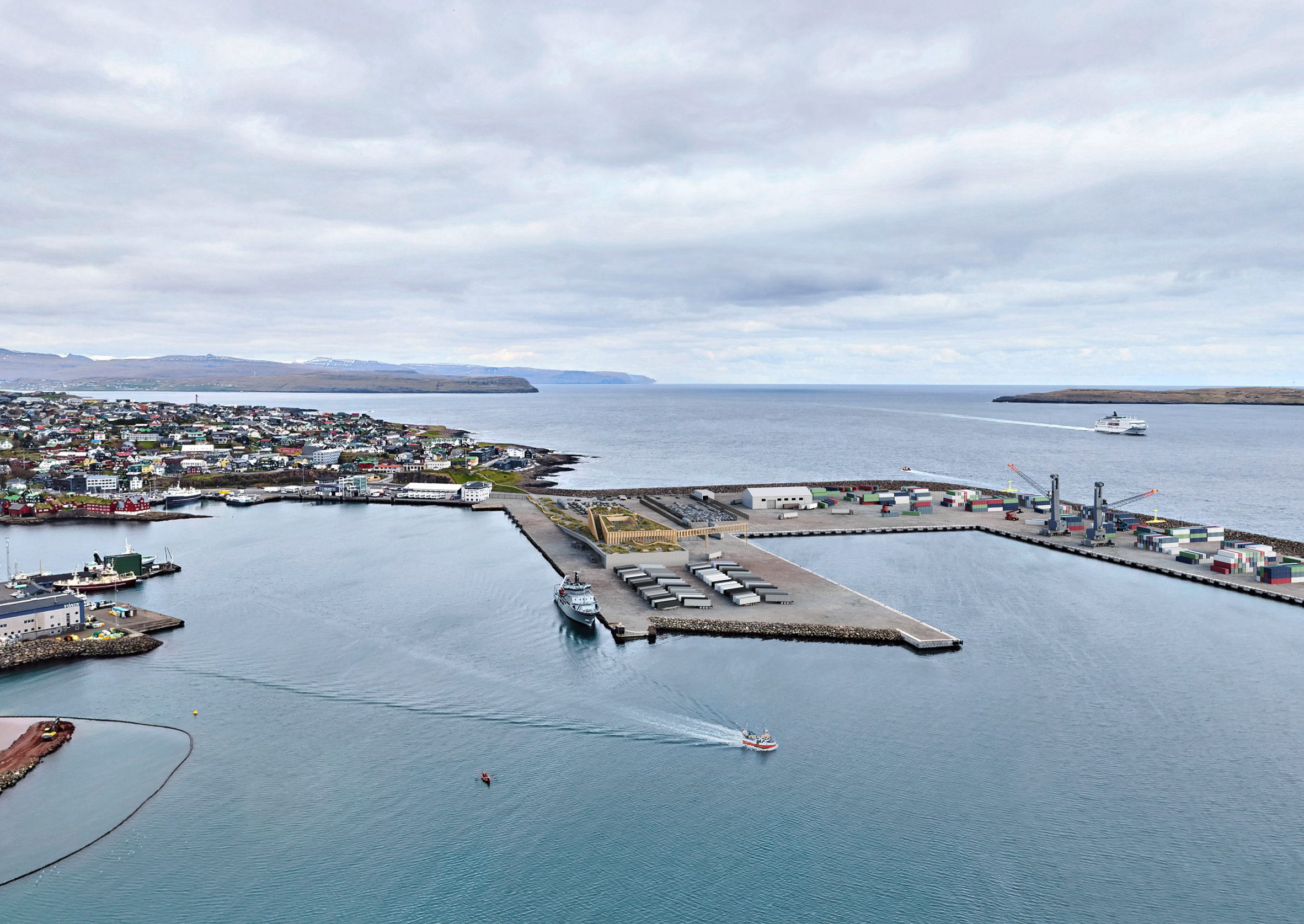 Bird's eye view of Smyril Line terminal