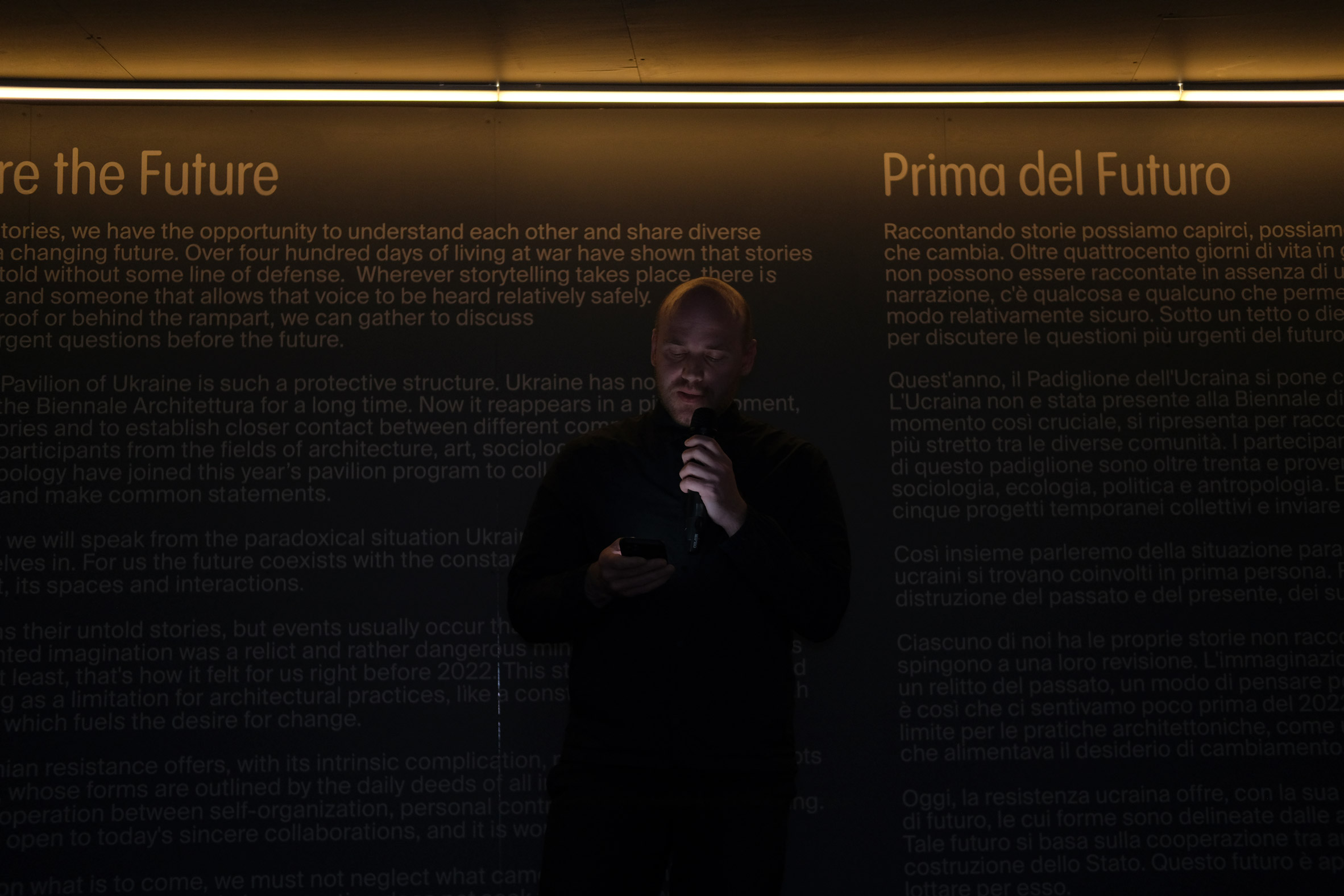 Architect Oleksii Petrov at Ukraine Pavilion in Venice