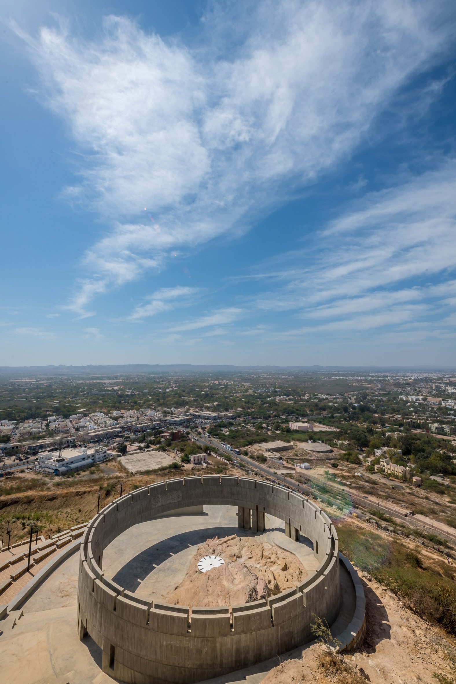 Concrete ring structure on a hilltop