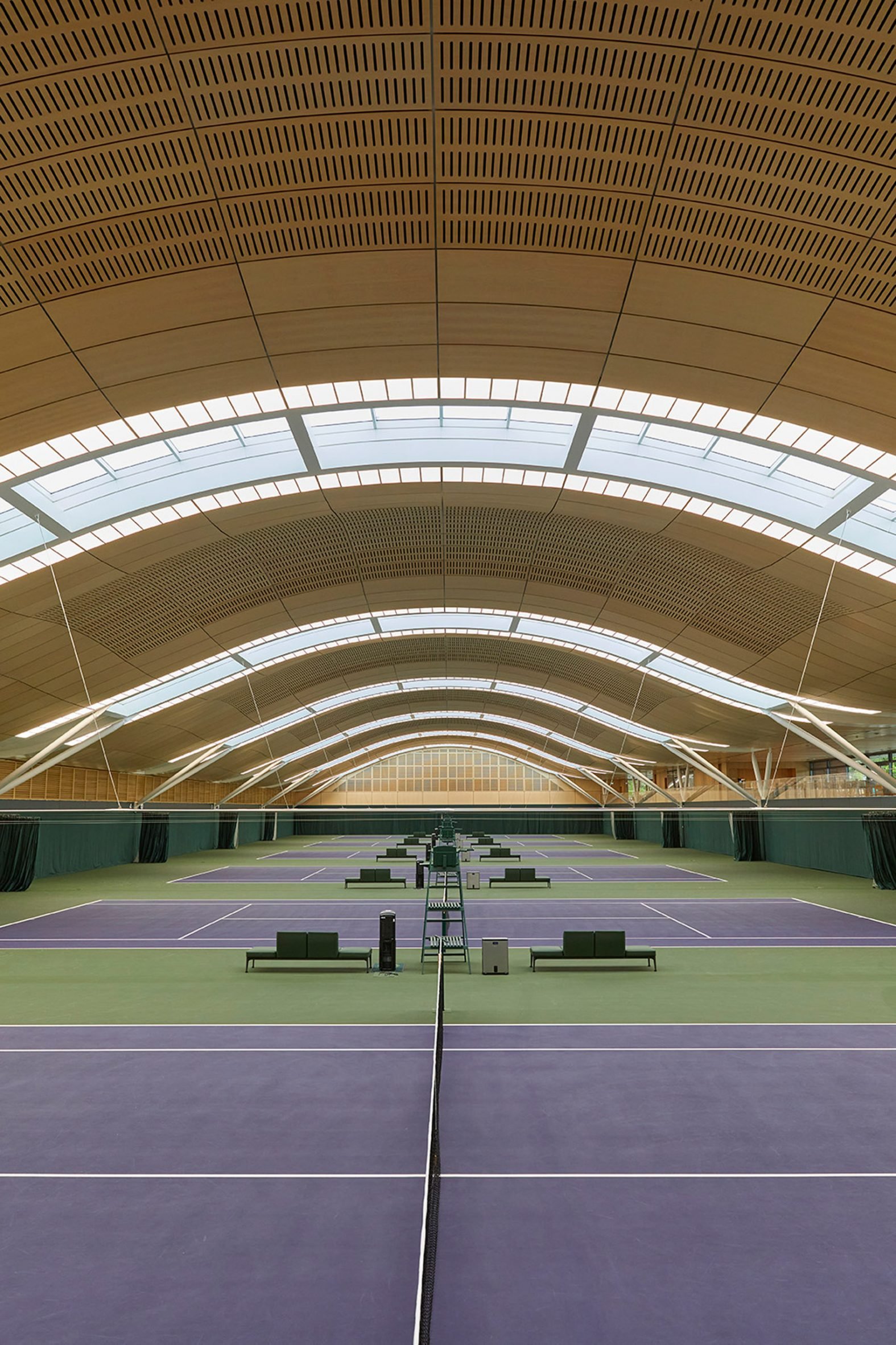 Indoor courts at All England Lawn Tennis Club by Hopkins Architects