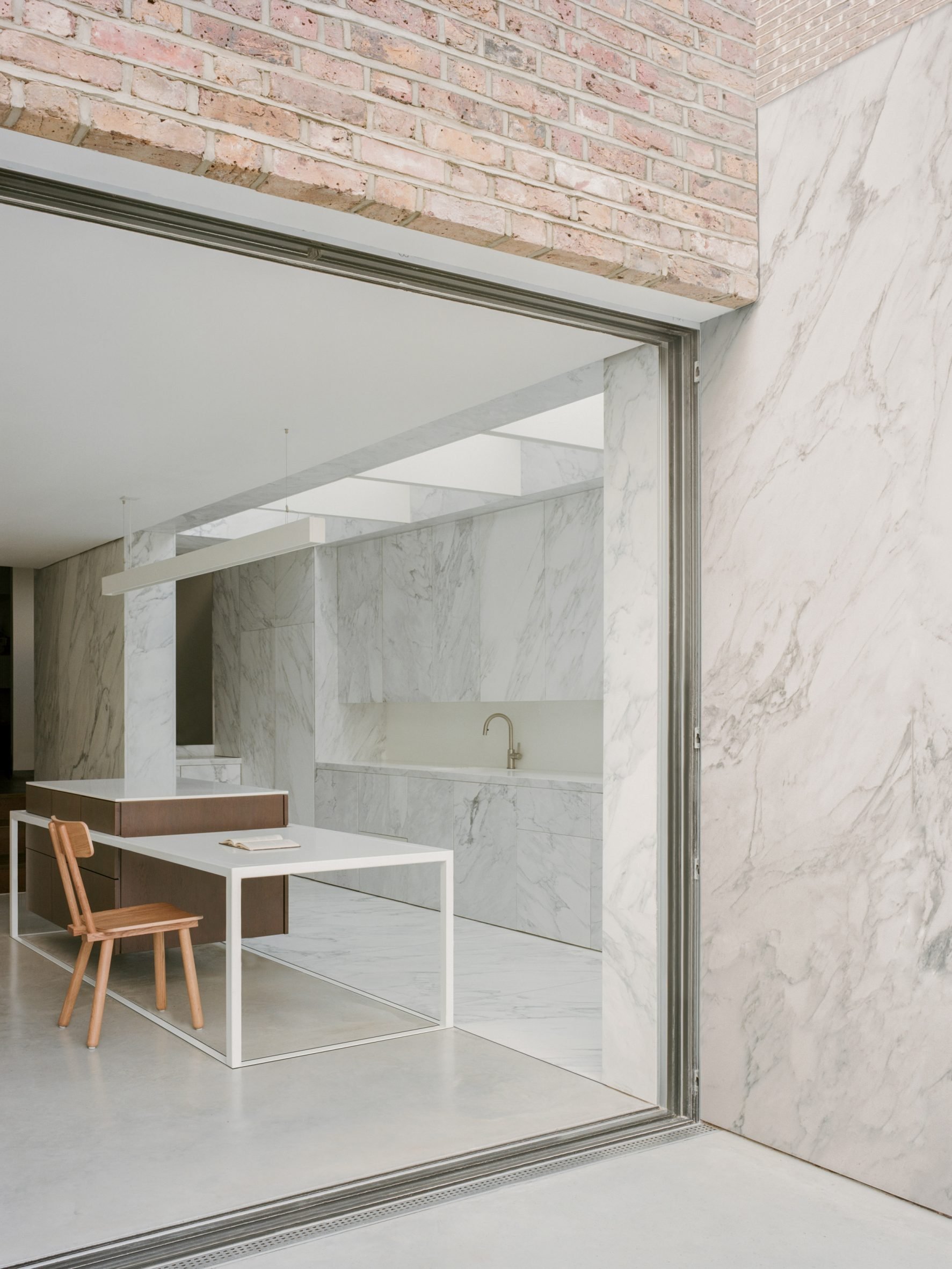 Recessed glass walls