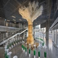 Tree One sculpture inside the Habitat One exhibition in Seoul