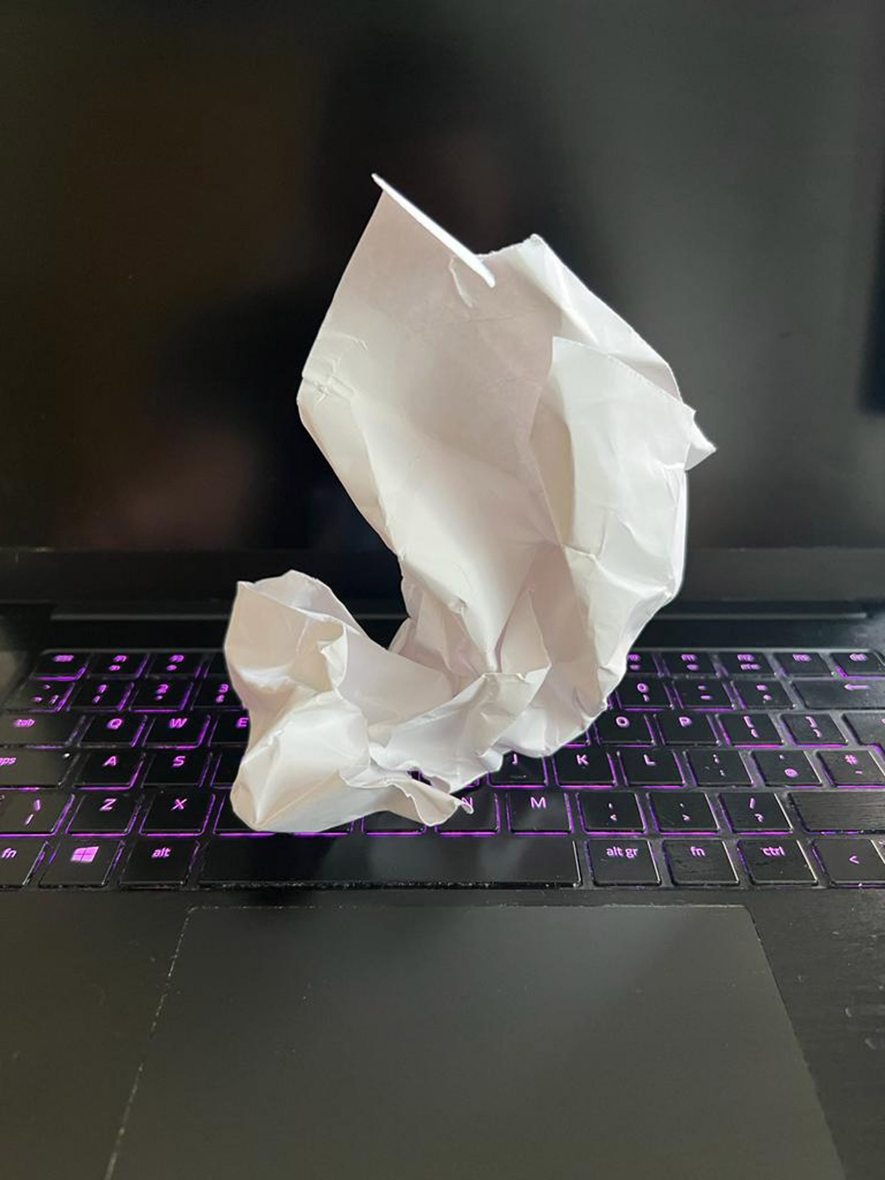 Crumpled paper used as AI prompt