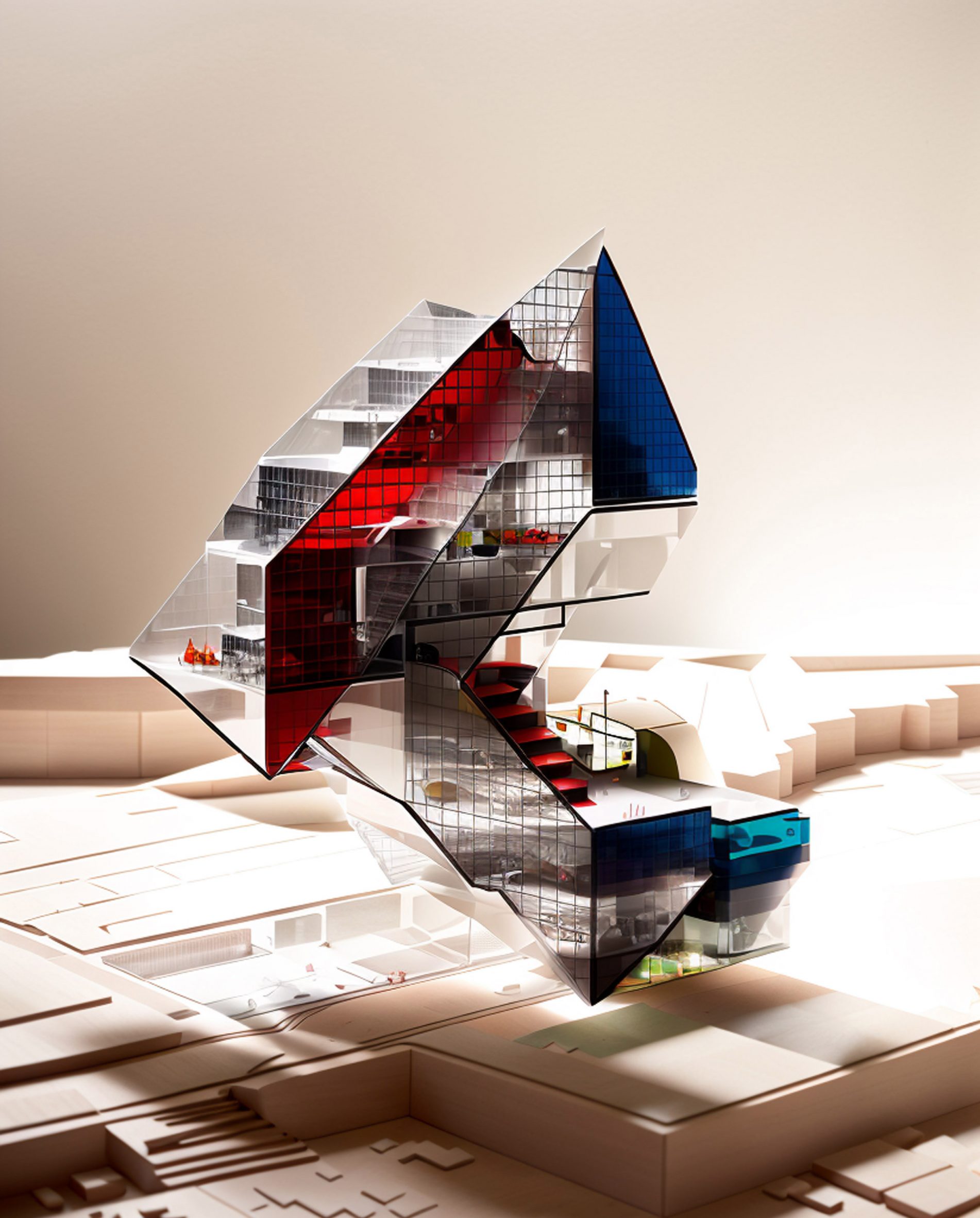 OMA-design AI made using crumpled paper