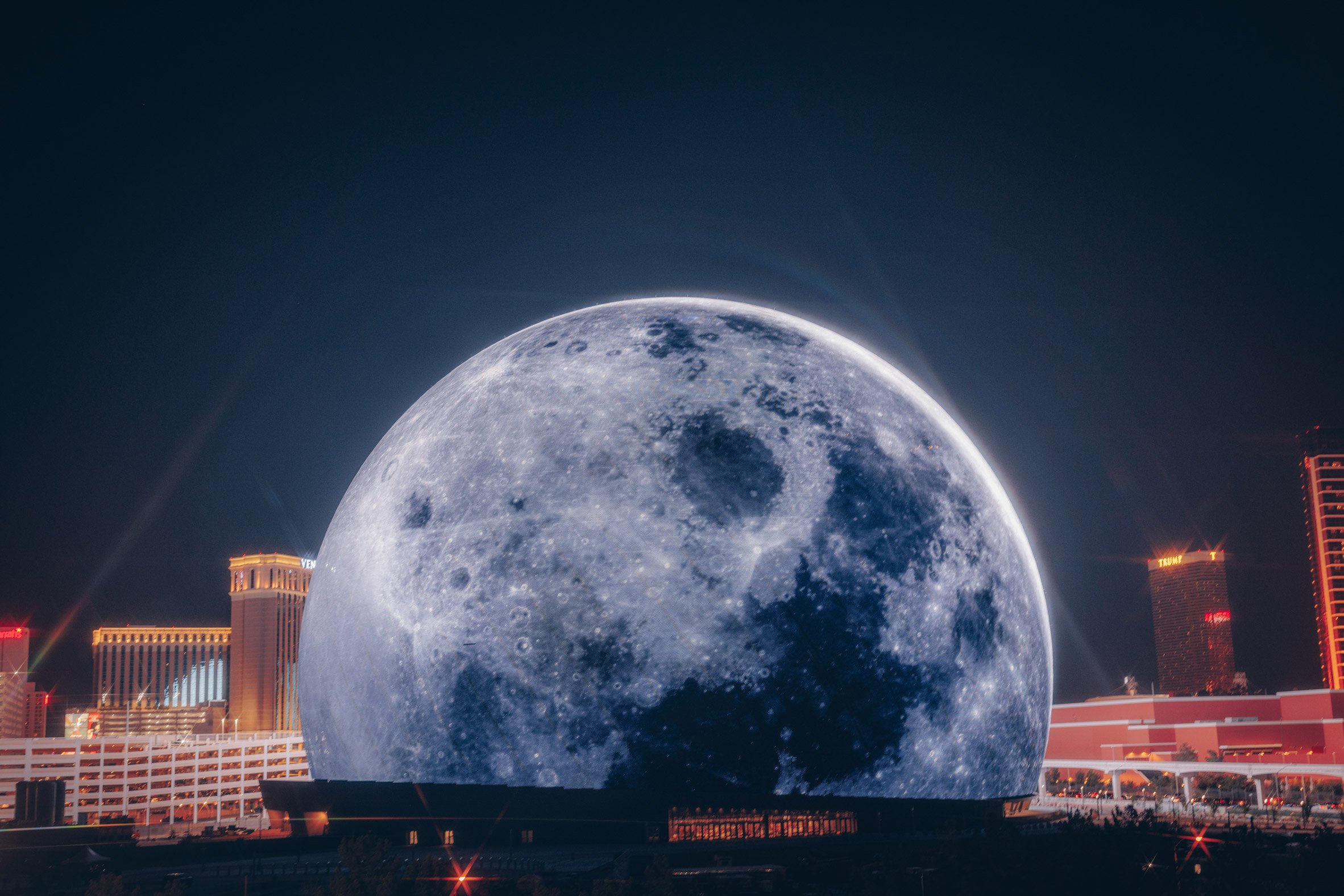 Spherical building resembling the moon