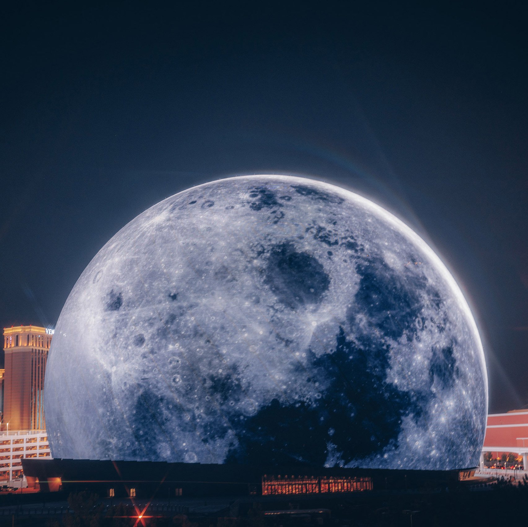 Lunar display on MSG Sphere Las Vegas