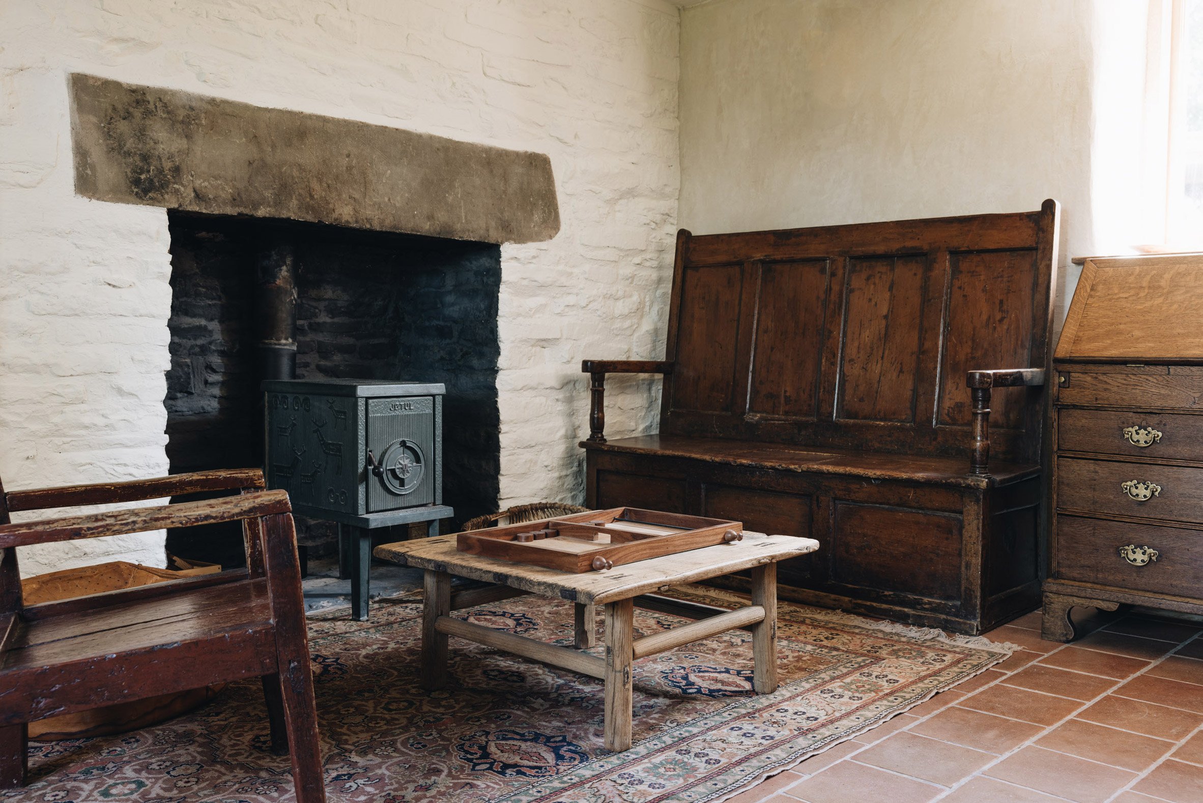 Natural, raw finishes inside cottage extension