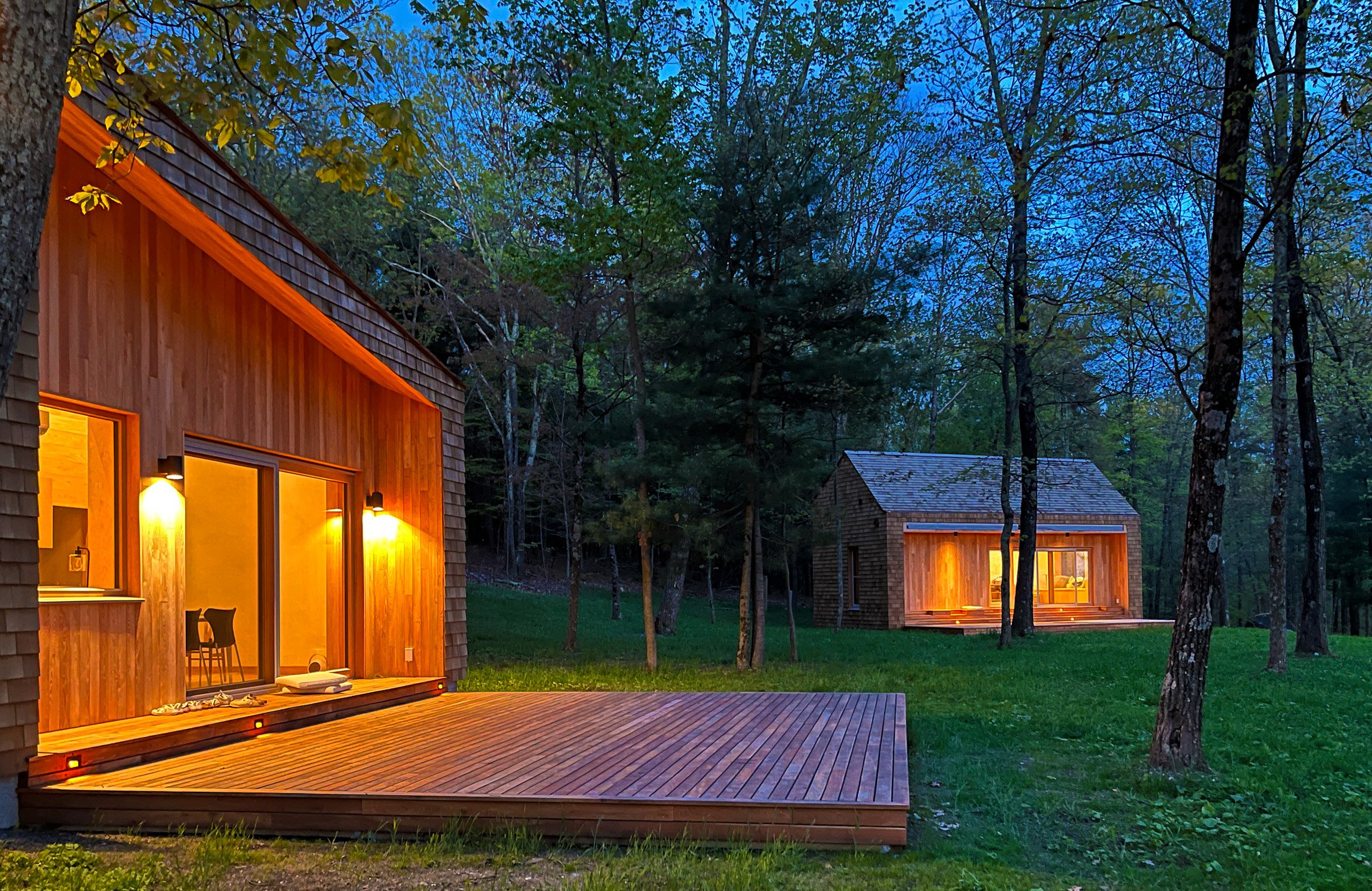 Two cabins with decks