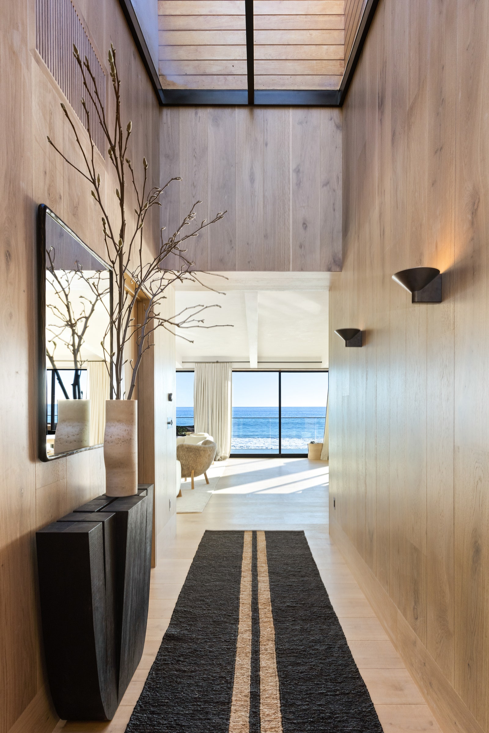 hallway with central skylight