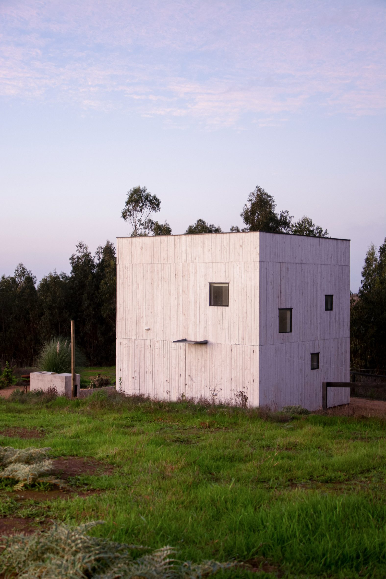 A house shaped like a white cube
